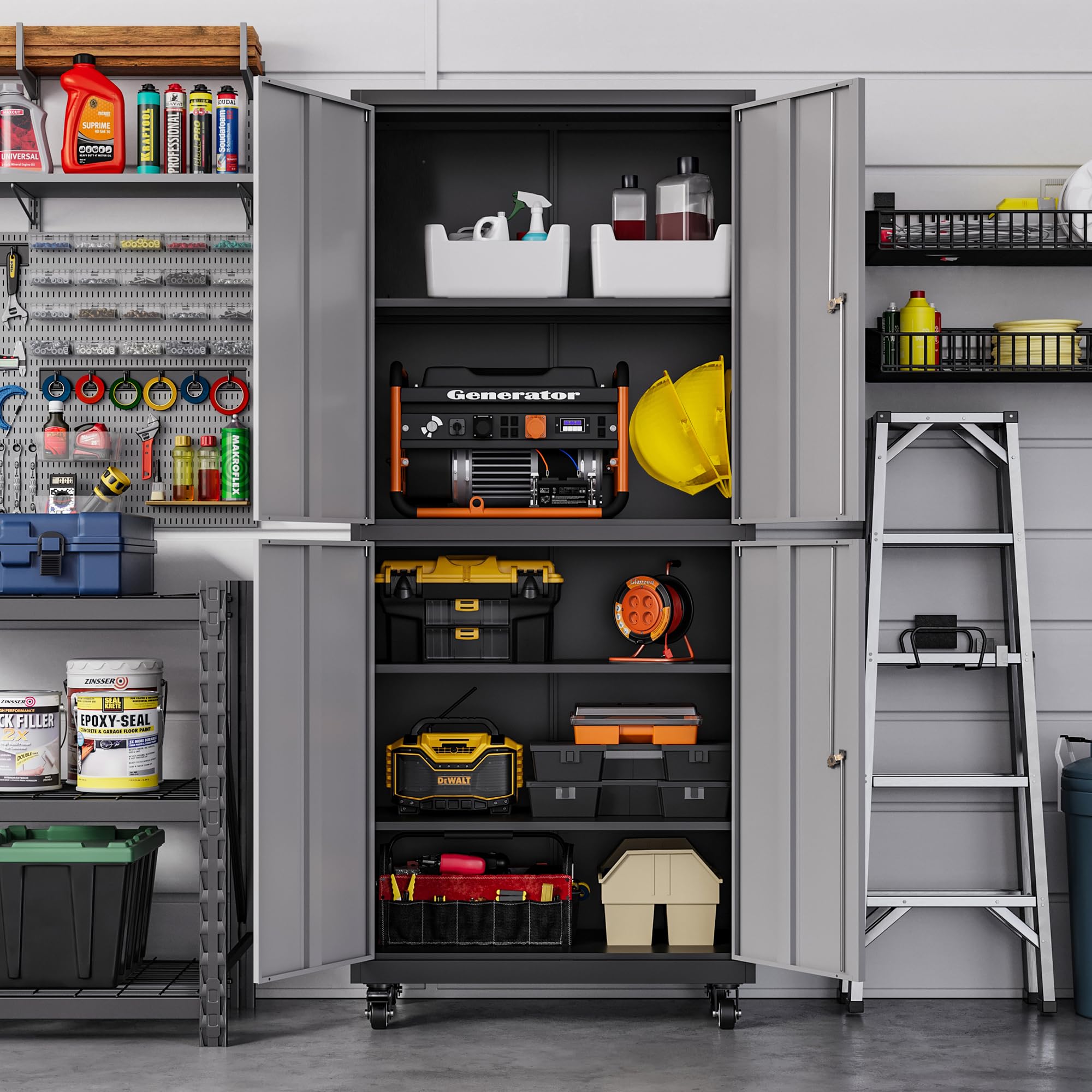 Metal Garage Storage Cabinets with Lock Door and Adjustable Shelves, Steel Tool Cabinets for Home,Office,Warehouse Organisieren