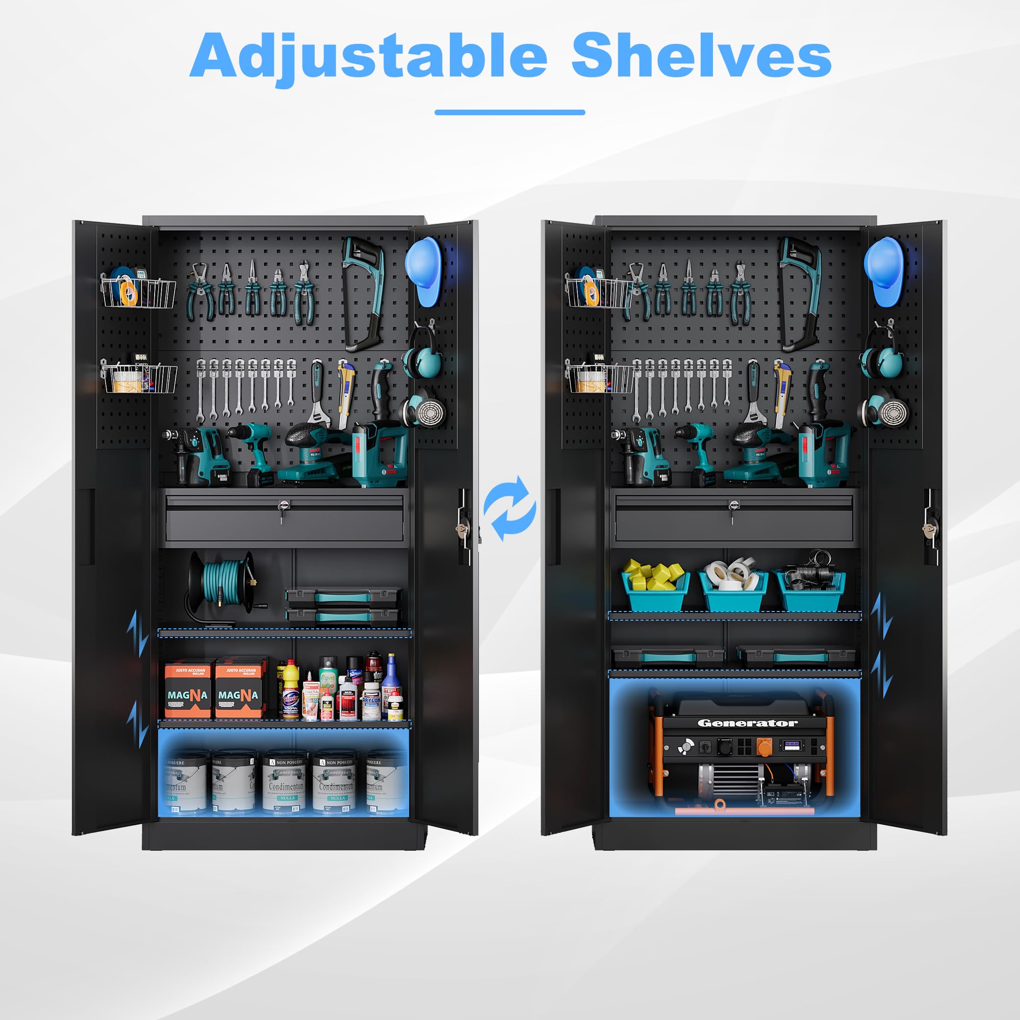Metal Garage Storage Cabinets with Lock Door and Adjustable Shelves, Steel Tool Cabinets for Home,Office,Warehouse Organisieren
