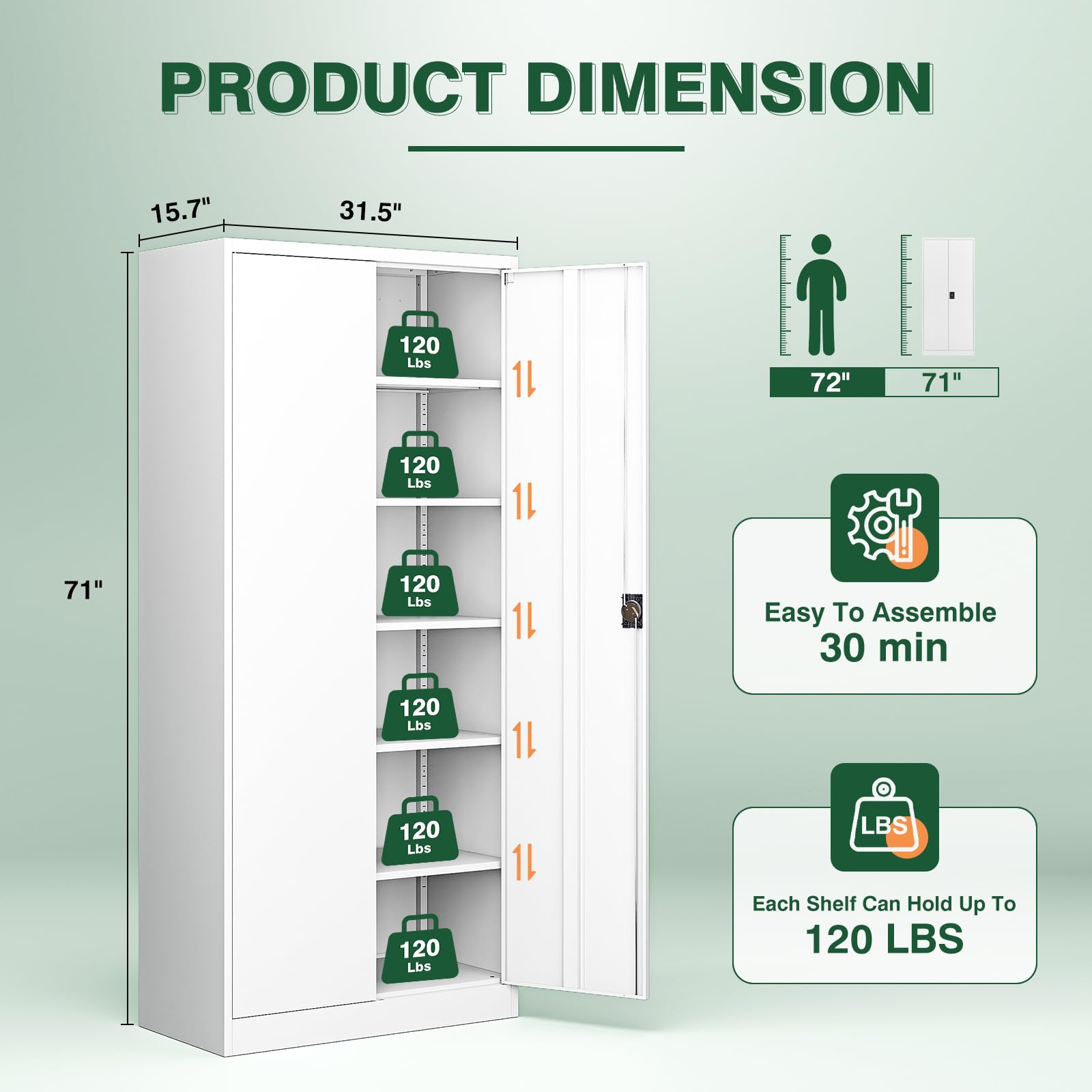 Metal Garage Storage Cabinets with Lock Door and Adjustable Shelves, Steel Tool Cabinets for Home,Office,Warehouse Organisieren
