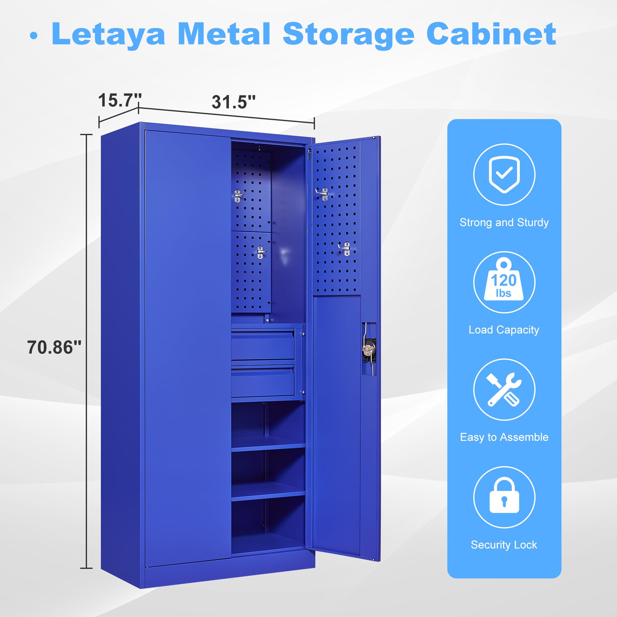 Metal Garage Storage Cabinets with Lock Door and Adjustable Shelves, Steel Tool Cabinets for Home,Office,Warehouse Organisieren