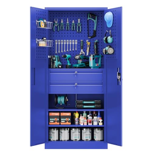 Metal Garage Storage Cabinets with Lock Door and Adjustable Shelves, Steel Tool Cabinets for Home,Office,Warehouse Organisieren