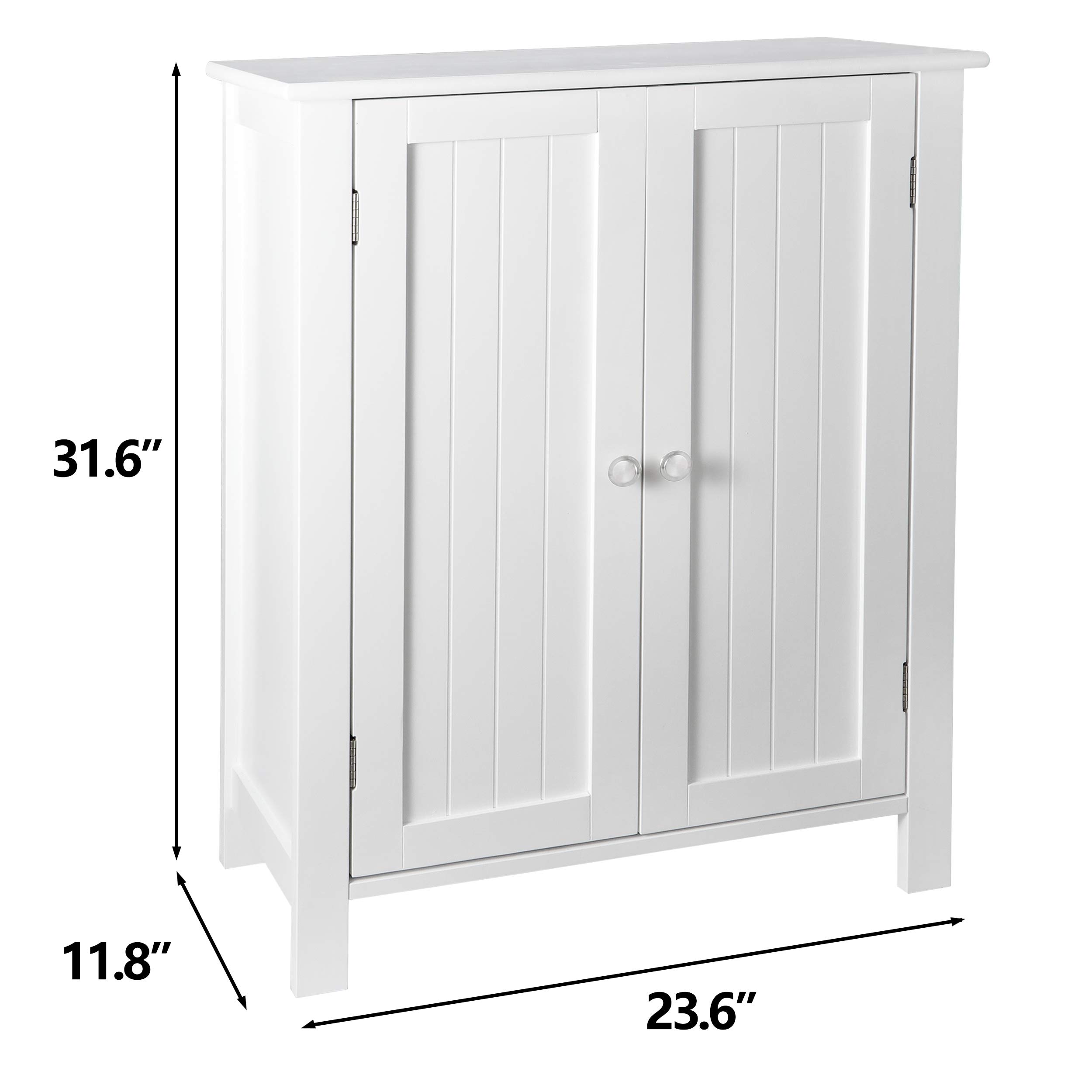 改SUPER DEAL Modern Bathroom Floor Storage Cabinet with Adjustable Shelf and Double Door Rust Proof, Living Room Modern Home Furniture Storage Organizer Cabinet
