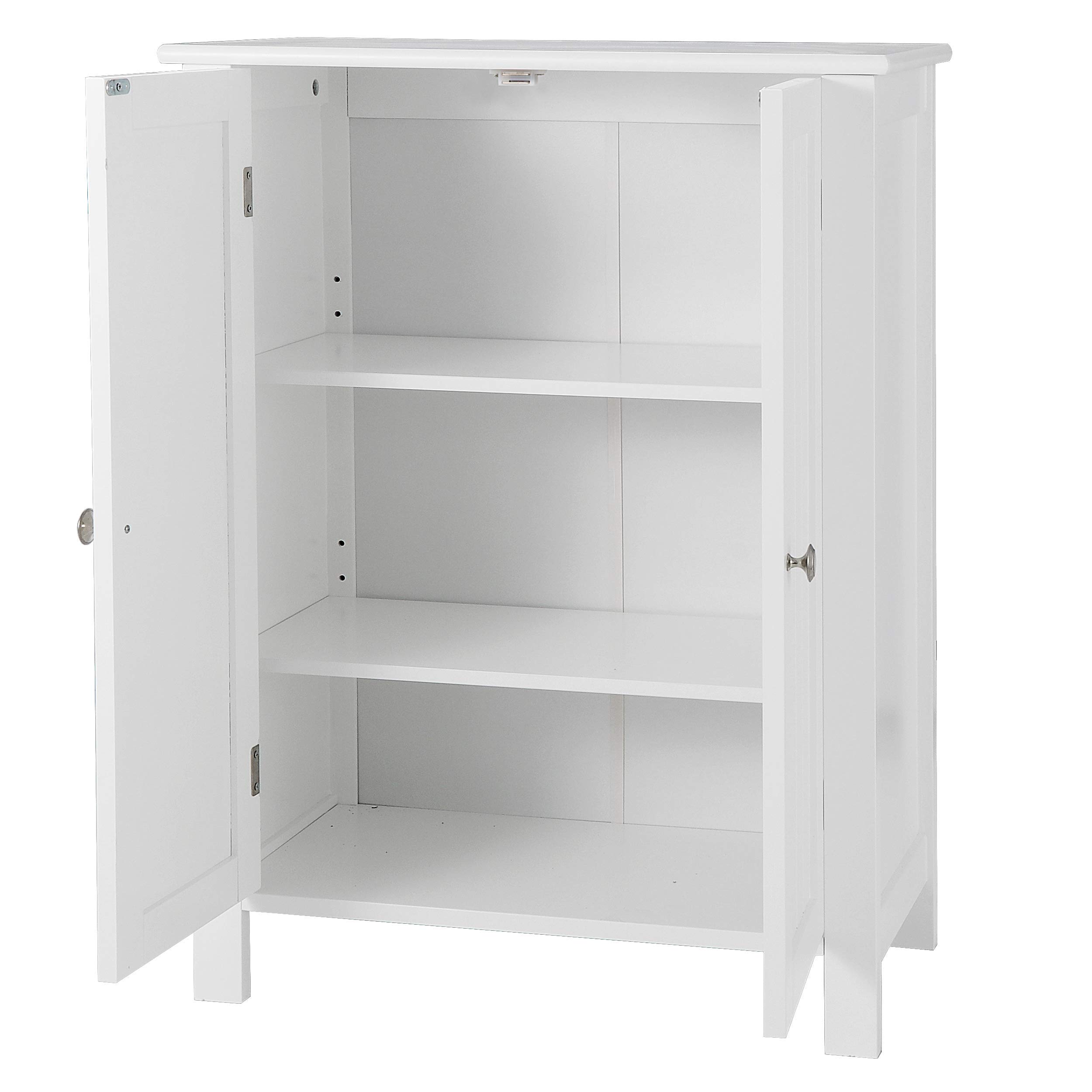 Modern Bathroom Floor Storage Cabinet with Adjustable Shelf and Double Door Rust Proof, Living Room Modern Home Furniture Storage Organizer Cabinet