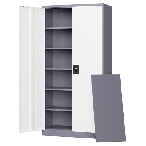 Metal Garage Storage Cabinets with Lock Door and Adjustable Shelves, Steel Tool Cabinets for Home,Office,Warehouse Organisieren