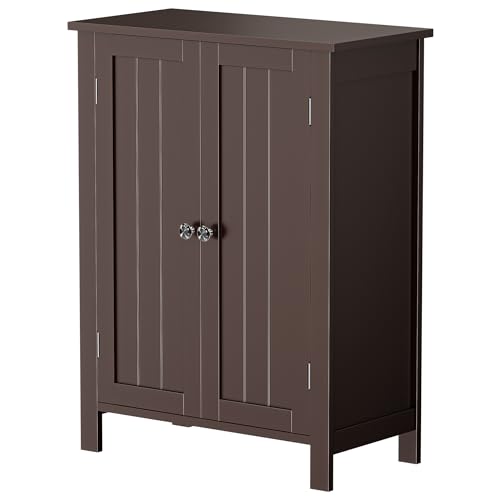 Modern Bathroom Floor Storage Cabinet with Adjustable Shelf and Double Door Rust Proof, Living Room Modern Home Furniture Storage Organizer Cabinet