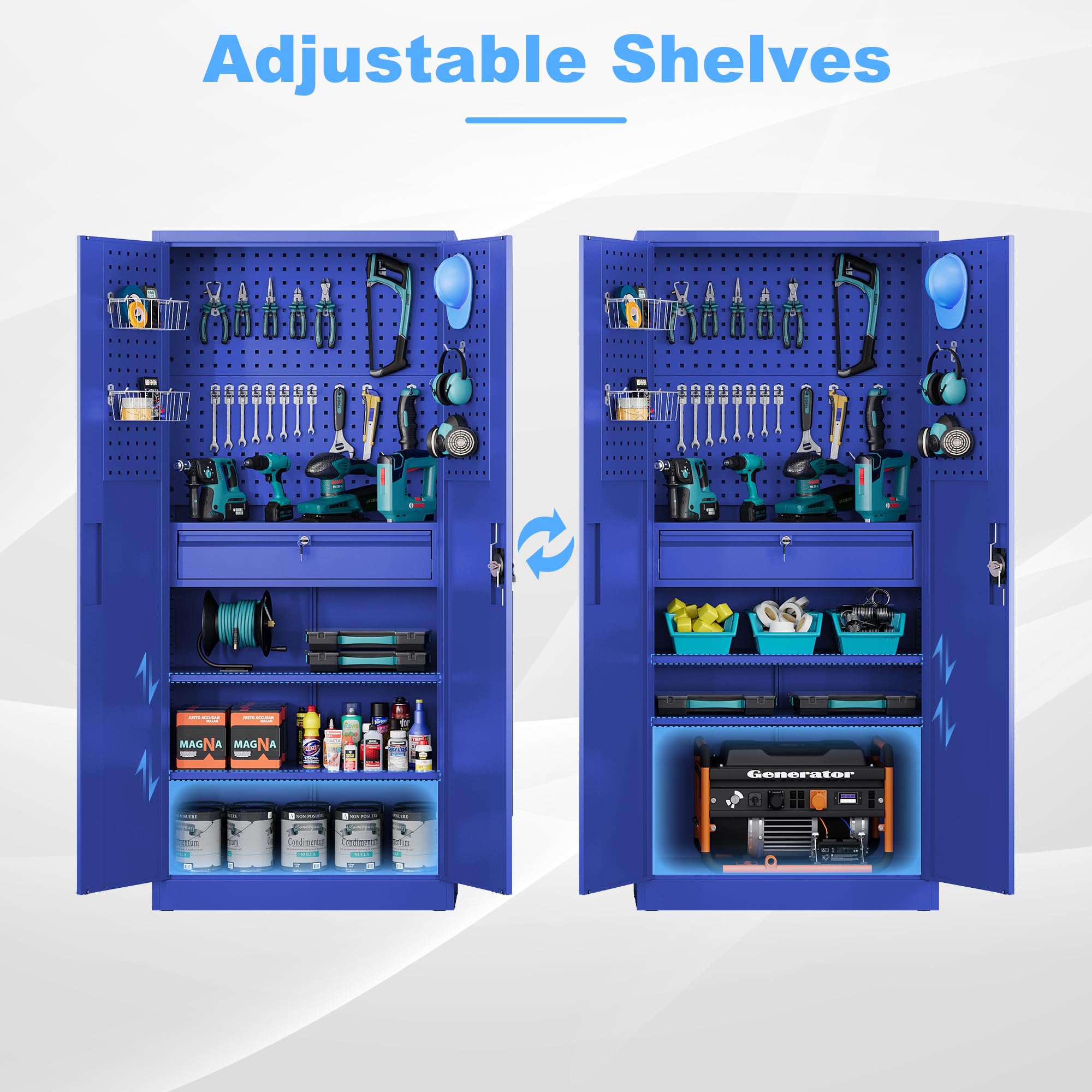 Metal Garage Storage Cabinets with Lock Door and Adjustable Shelves, Steel Tool Cabinets for Home,Office,Warehouse Organisieren