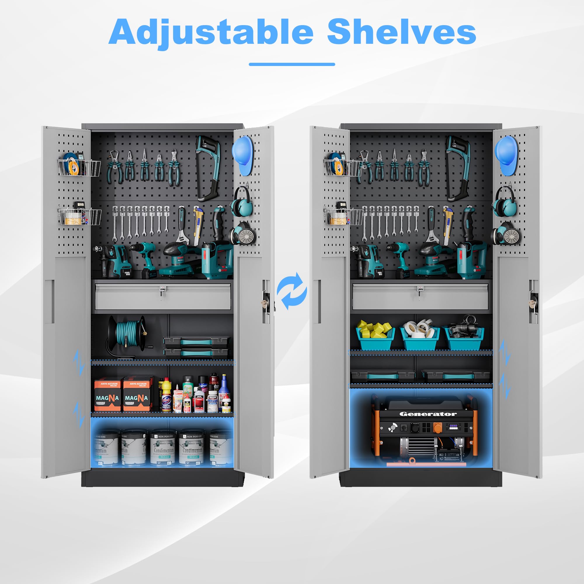 Metal Garage Storage Cabinets with Lock Door and Adjustable Shelves, Steel Tool Cabinets for Home,Office,Warehouse Organisieren