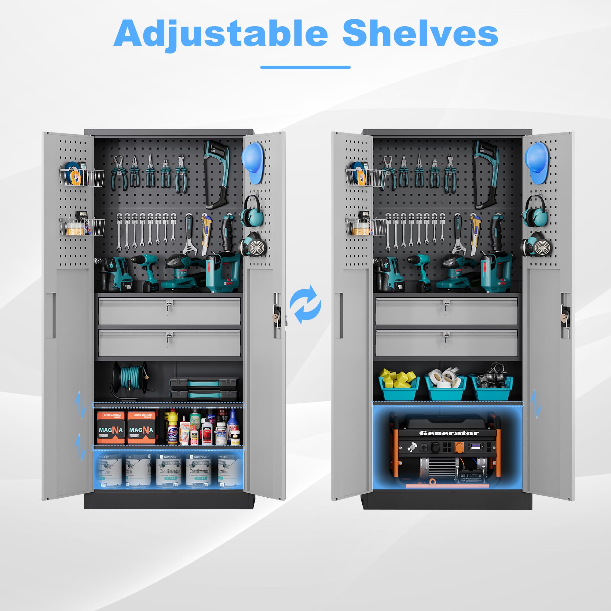 Metal Garage Storage Cabinets with Lock Door and Adjustable Shelves, Steel Tool Cabinets for Home,Office,Warehouse Organisieren