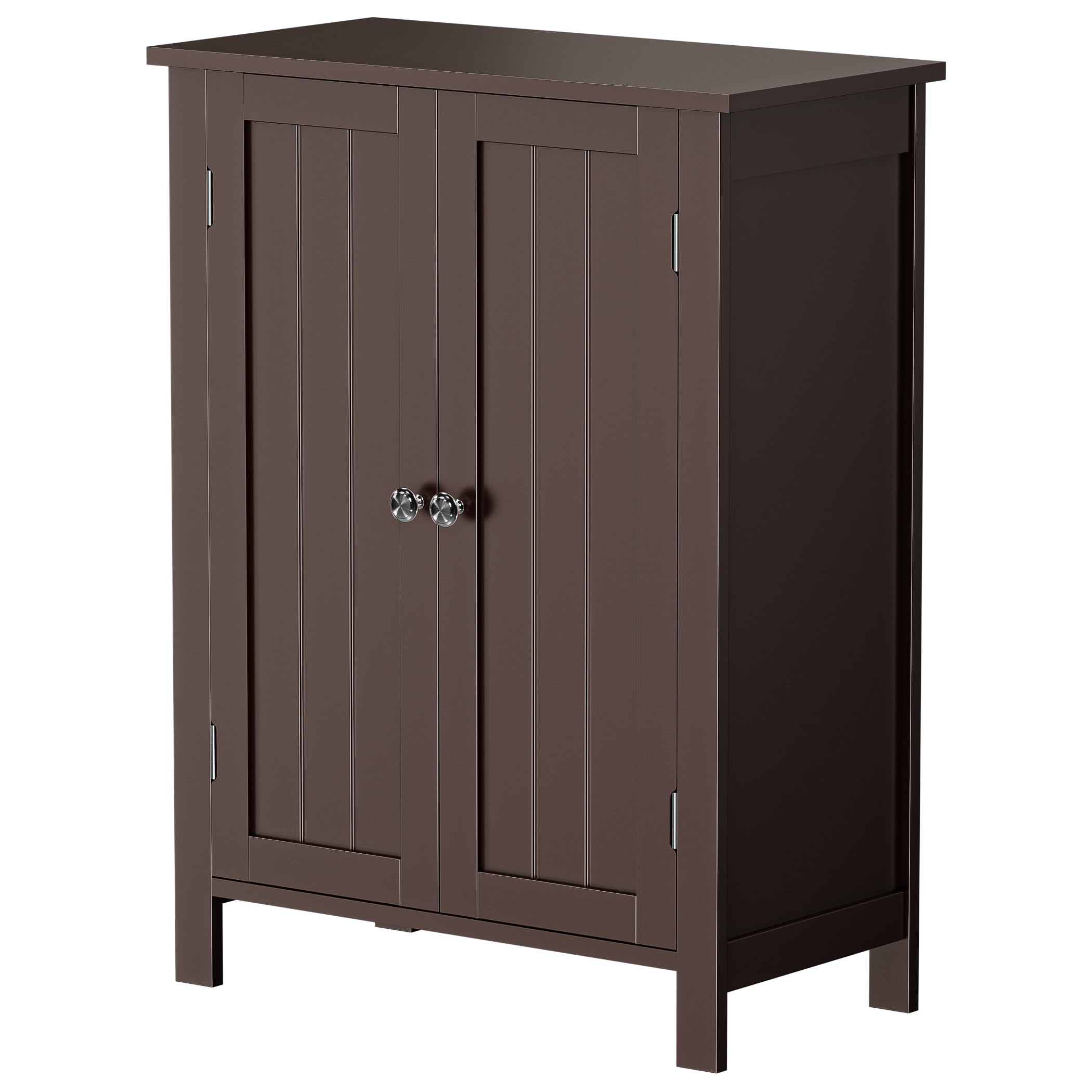 改SUPER DEAL Modern Bathroom Floor Storage Cabinet with Adjustable Shelf and Double Door Rust Proof, Living Room Modern Home Furniture Storage Organizer Cabinet