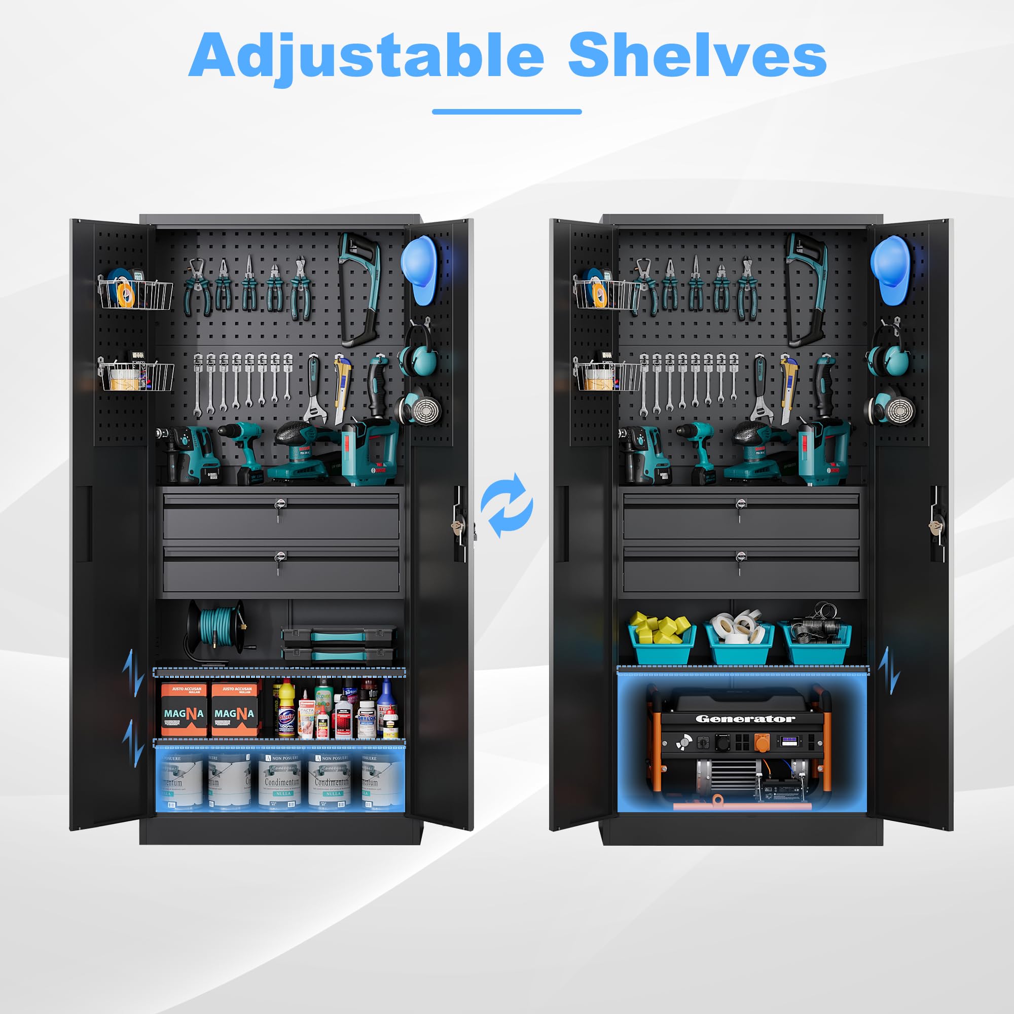 Metal Garage Storage Cabinets with Lock Door and Adjustable Shelves, Steel Tool Cabinets for Home,Office,Warehouse Organisieren