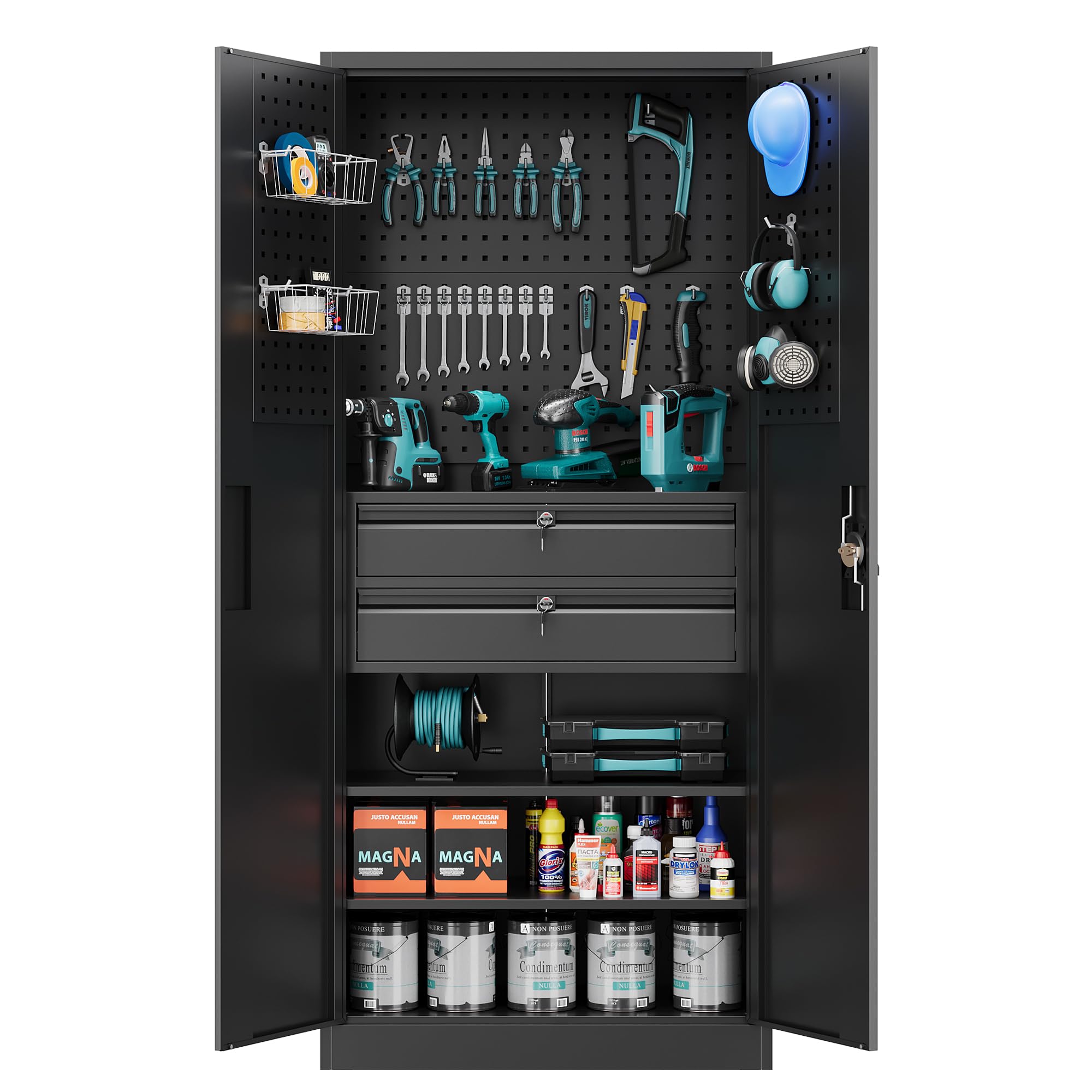 Metal Garage Storage Cabinets with Lock Door and Adjustable Shelves, Steel Tool Cabinets for Home,Office,Warehouse Organisieren