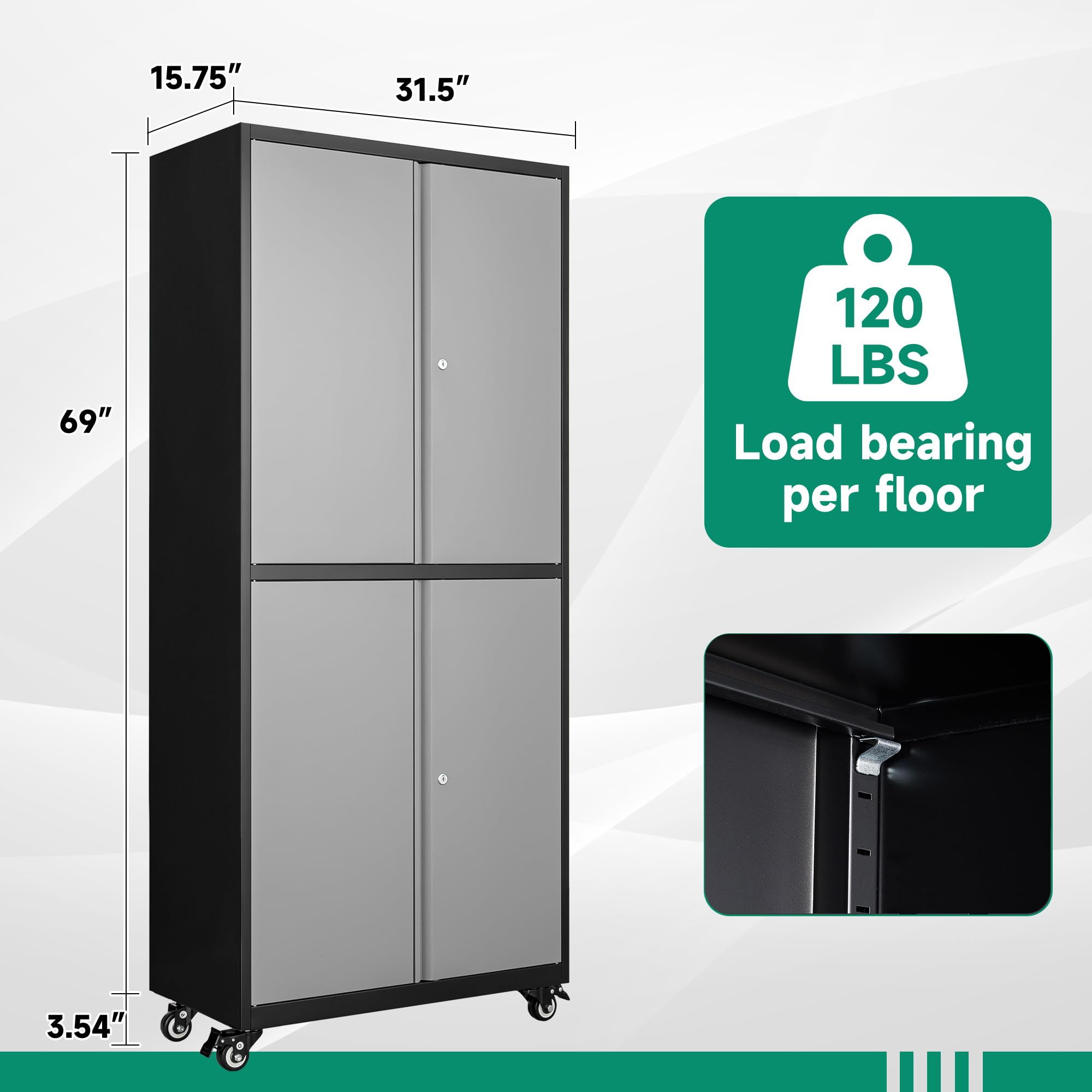 Metal Garage Storage Cabinets with Lock Door and Adjustable Shelves, Steel Tool Cabinets for Home,Office,Warehouse Organisieren