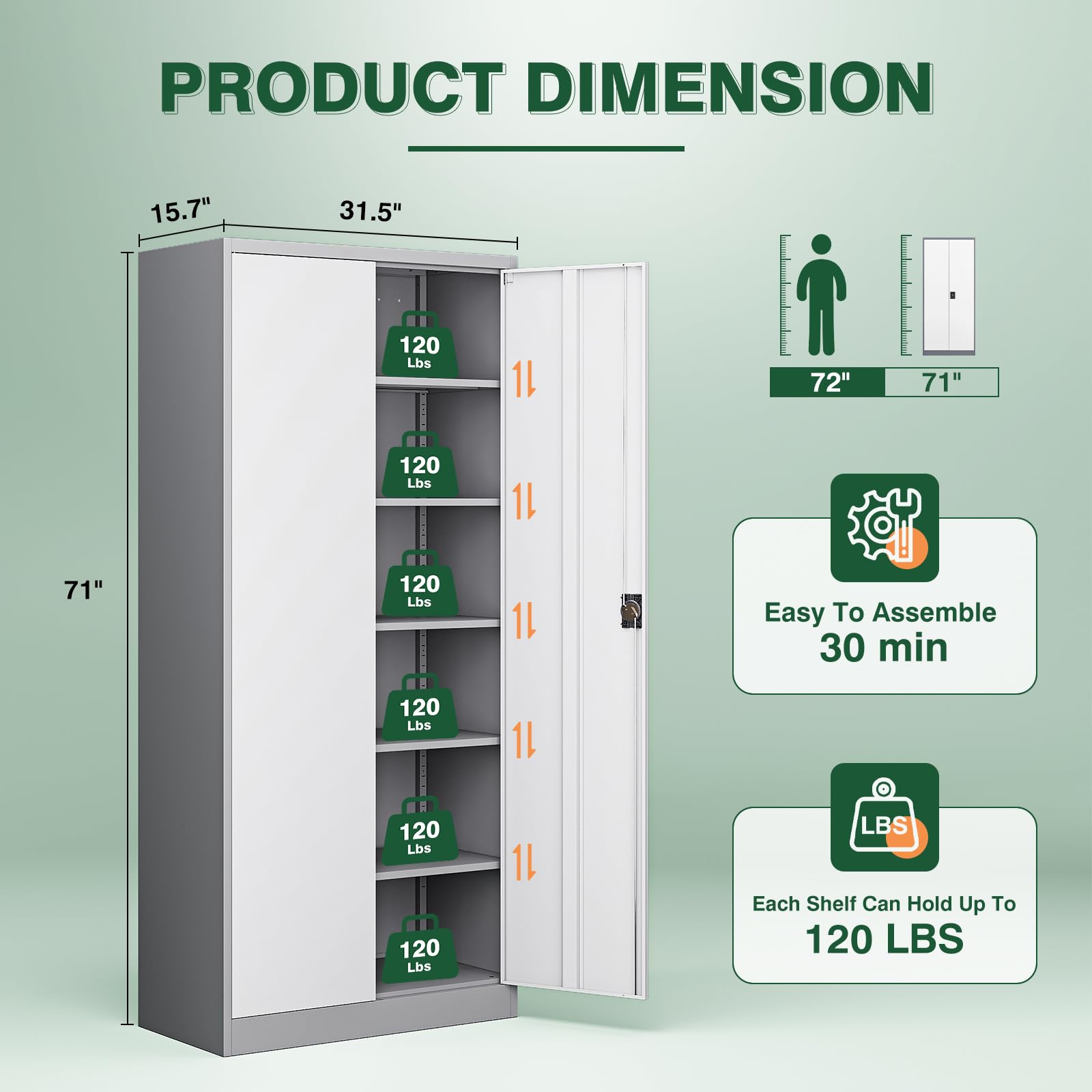 Metal Garage Storage Cabinets with Lock Door and Adjustable Shelves, Steel Tool Cabinets for Home,Office,Warehouse Organisieren