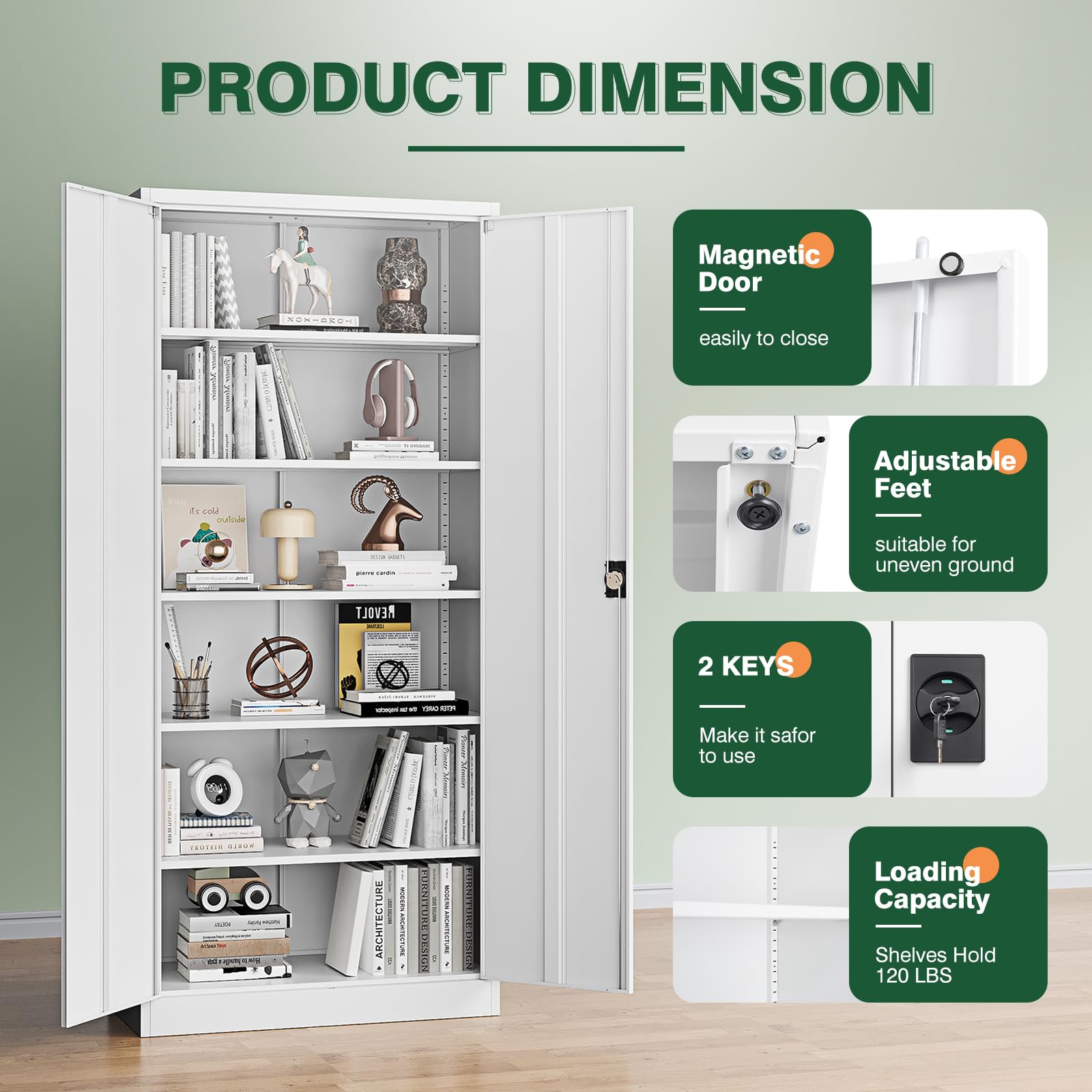 改Letaya Metal Garage Storage Cabinets with Lock Door and Adjustable Shelves, Steel Tool Cabinets for Home,Office,Warehouse Organisieren (White, 72" H)