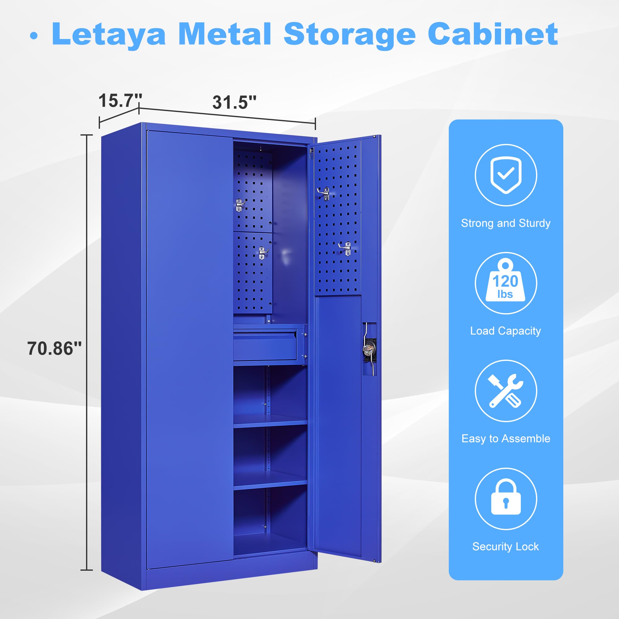 Metal Garage Storage Cabinets with Lock Door and Adjustable Shelves, Steel Tool Cabinets for Home,Office,Warehouse Organisieren