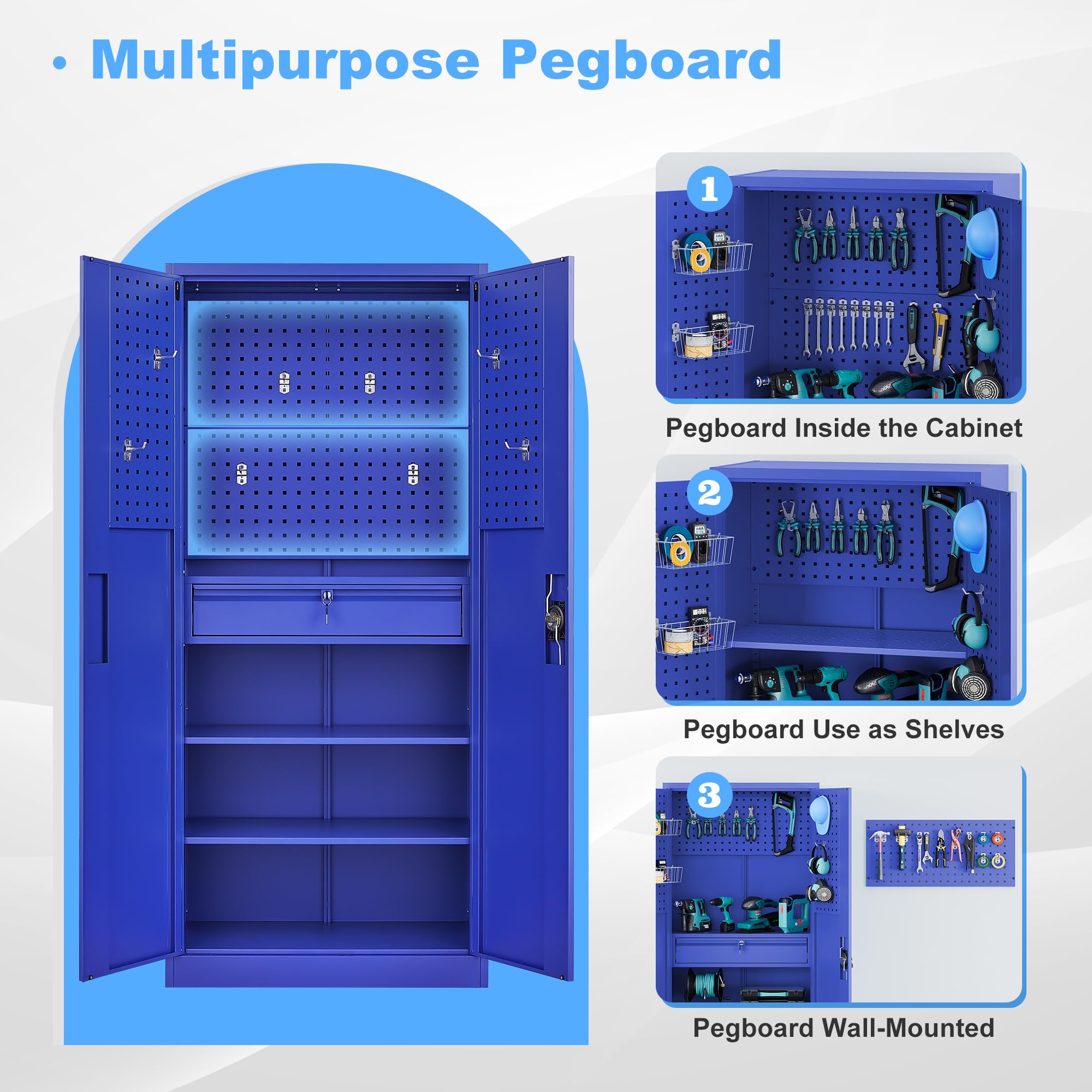 Metal Garage Storage Cabinets with Lock Door and Adjustable Shelves, Steel Tool Cabinets for Home,Office,Warehouse Organisieren