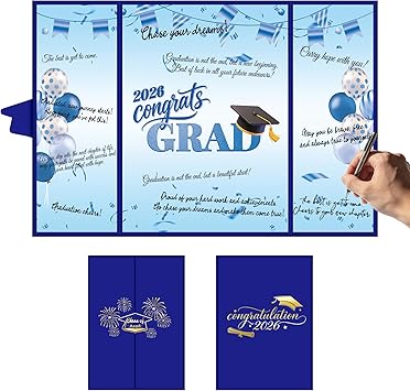 2026 Graduation Decorations Class of 2026 Guest Book – Orange Sign in Book Alternative 18x12 Inch Tri-Fold Signature Board for High School College Party Congrats Grad Keepsake Orange