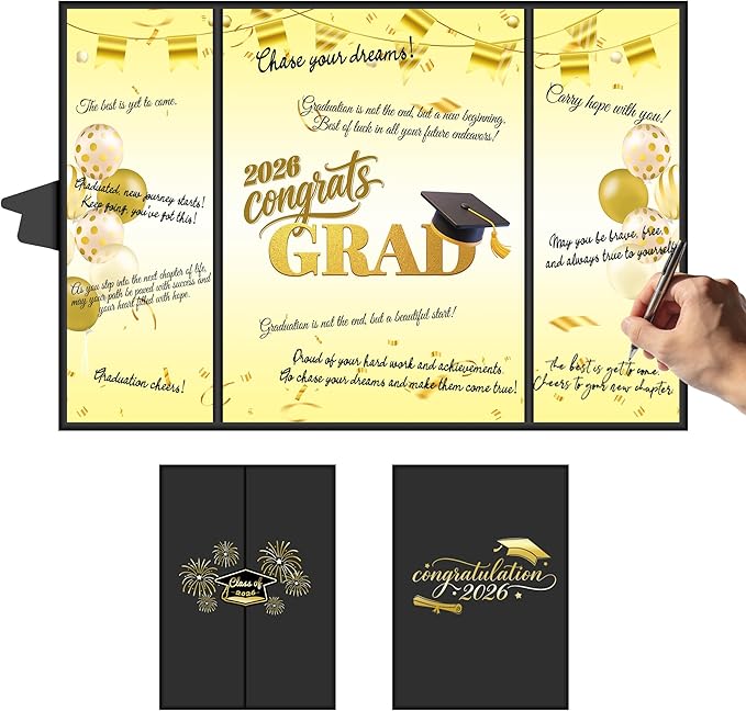 2026 Graduation Decorations Class of 2026 Guest Book – Orange Sign in Book Alternative 18x12 Inch Tri-Fold Signature Board for High School College Party Congrats Grad Keepsake Orange