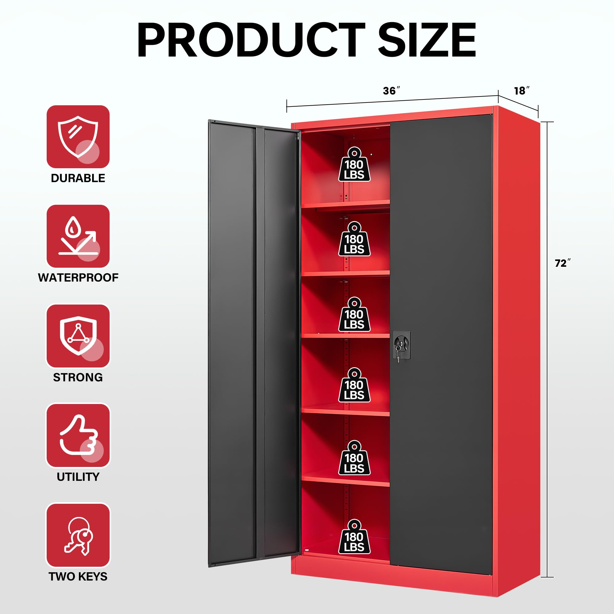 Metal Garage Storage Cabinets with Lock Door and Adjustable Shelves, Steel Tool Cabinets for Home,Office,Warehouse Organisieren