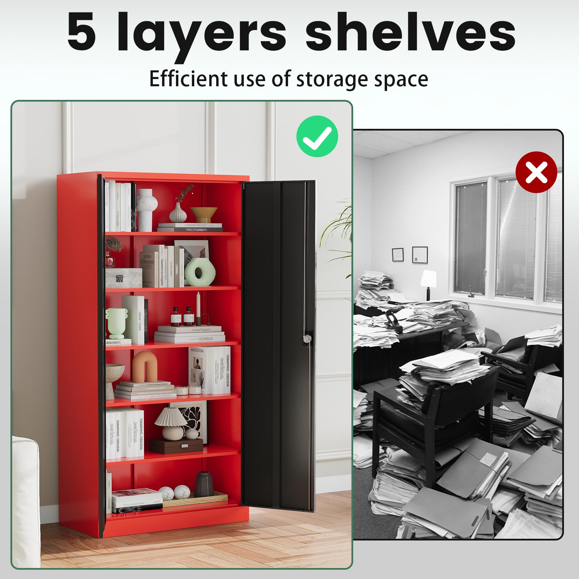 Metal Garage Storage Cabinets with Lock Door and Adjustable Shelves, Steel Tool Cabinets for Home,Office,Warehouse Organisieren