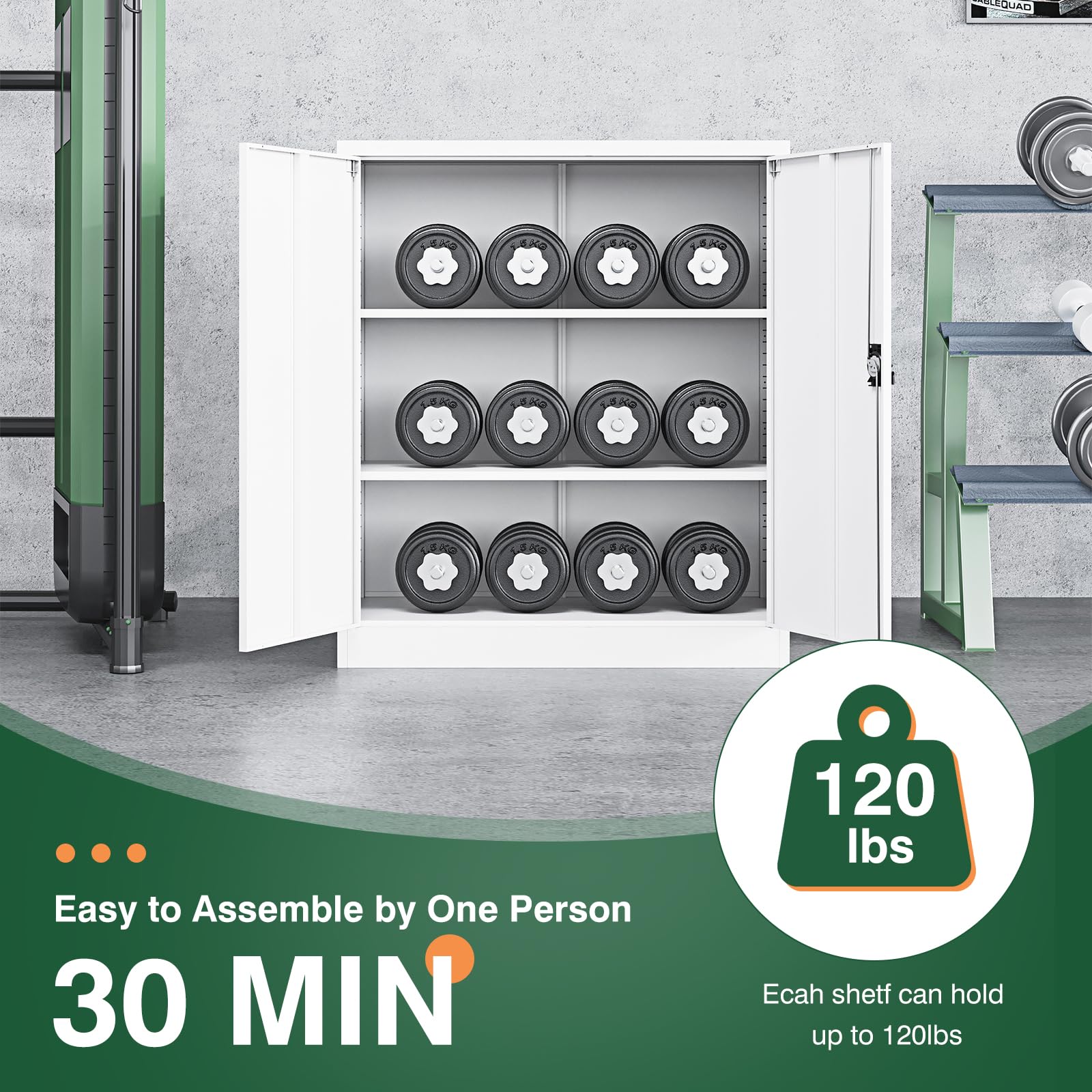 Metal Garage Storage Cabinets with Lock Door and Adjustable Shelves, Steel Tool Cabinets for Home,Office,Warehouse Organisieren