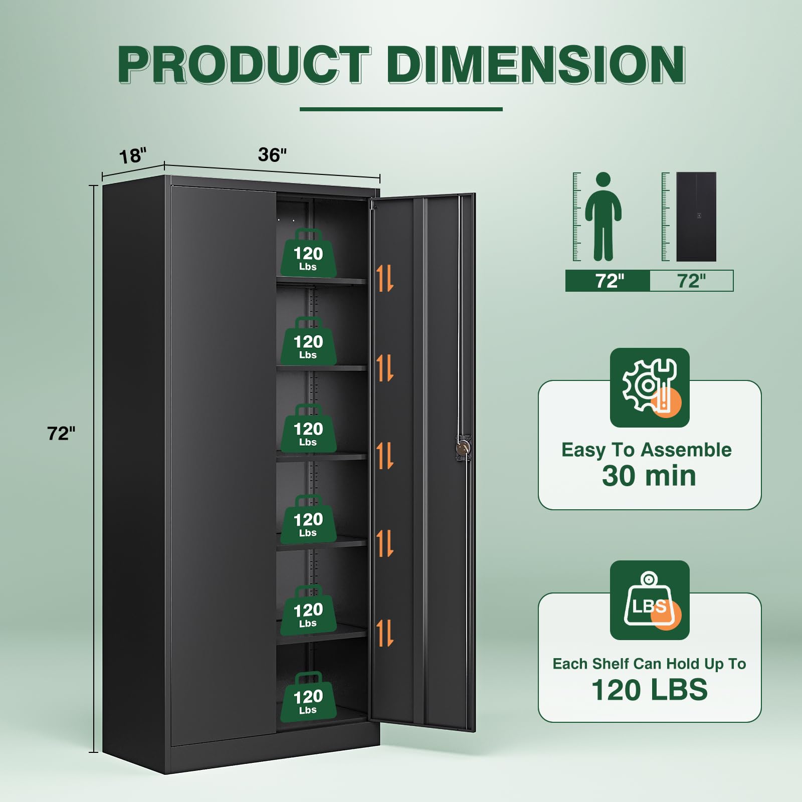 Metal Garage Storage Cabinets with Lock Door and Adjustable Shelves, Steel Tool Cabinets for Home,Office,Warehouse Organisieren