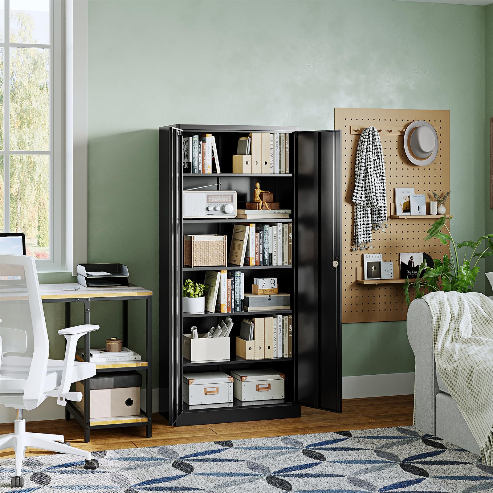 Metal Garage Storage Cabinets with Lock Door and Adjustable Shelves, Steel Tool Cabinets for Home,Office,Warehouse Organisieren