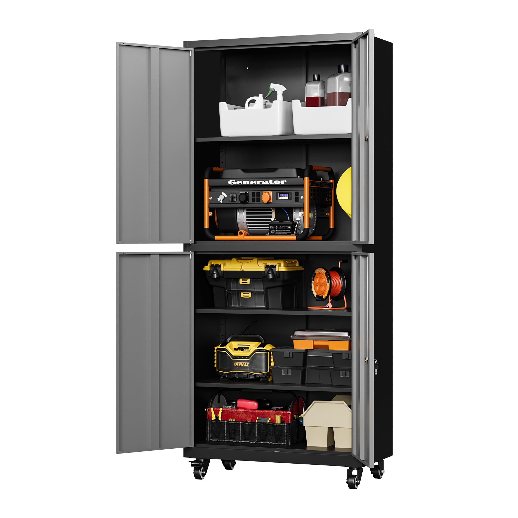 Metal Garage Storage Cabinets with Lock Door and Adjustable Shelves, Steel Tool Cabinets for Home,Office,Warehouse Organisieren