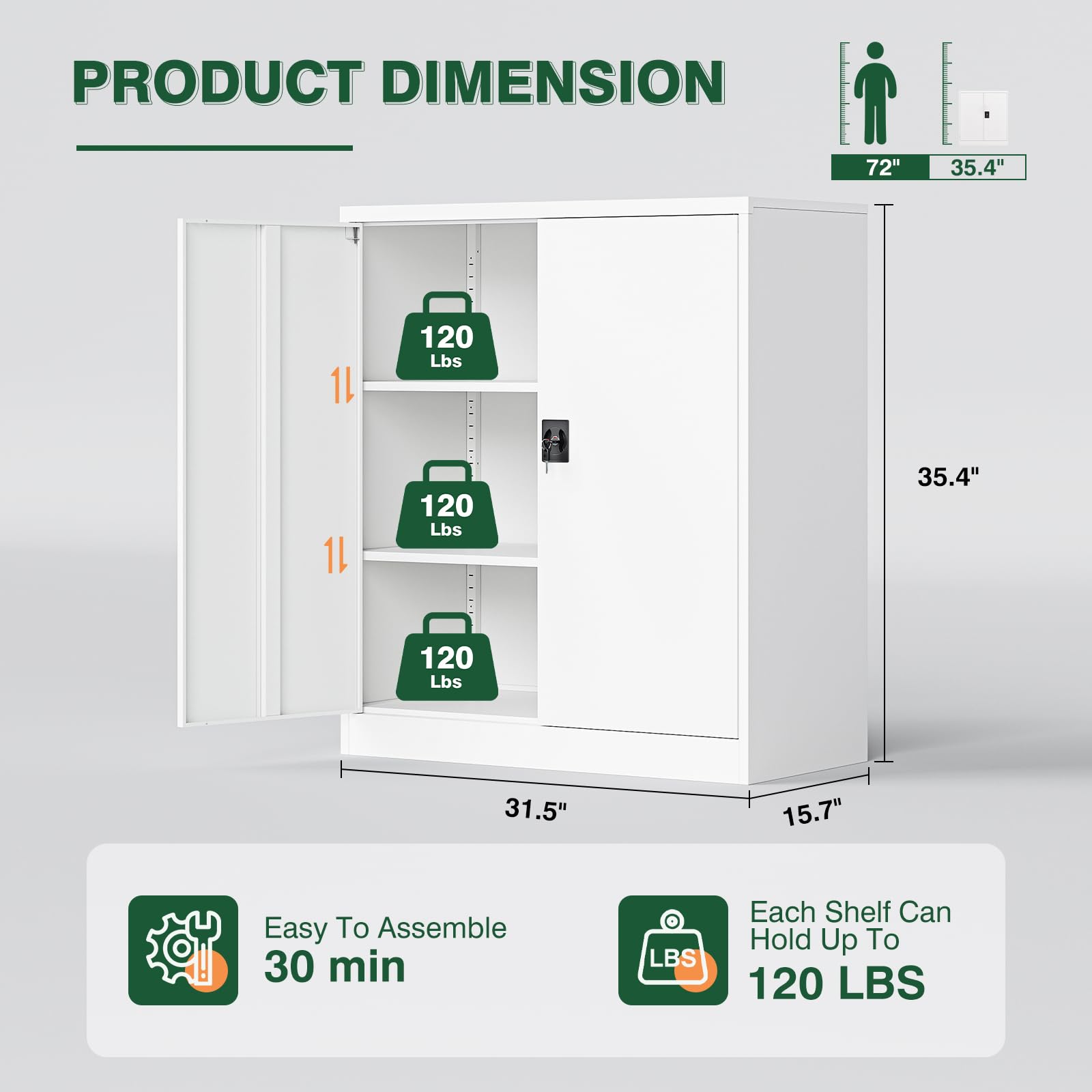 Metal Garage Storage Cabinets with Lock Door and Adjustable Shelves, Steel Tool Cabinets for Home,Office,Warehouse Organisieren