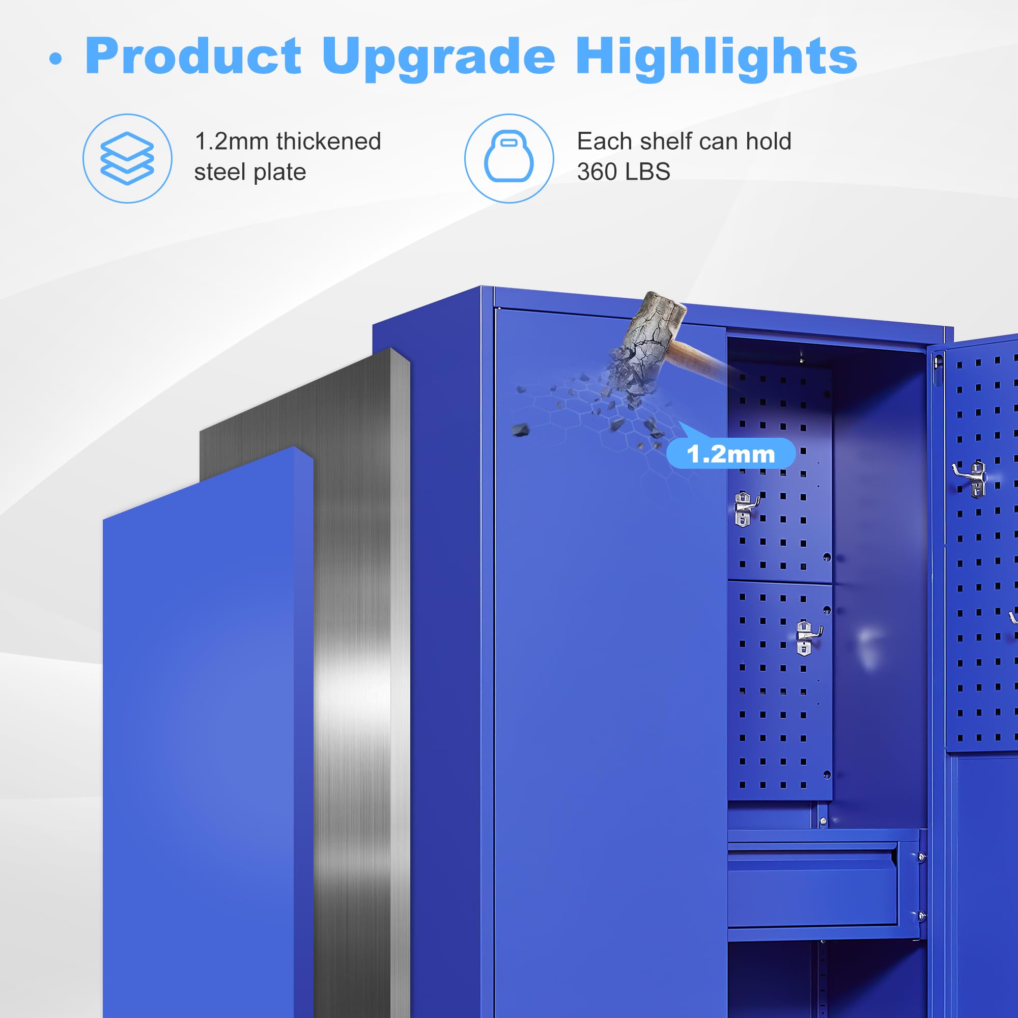 Metal Garage Storage Cabinets with Lock Door and Adjustable Shelves, Steel Tool Cabinets for Home,Office,Warehouse Organisieren
