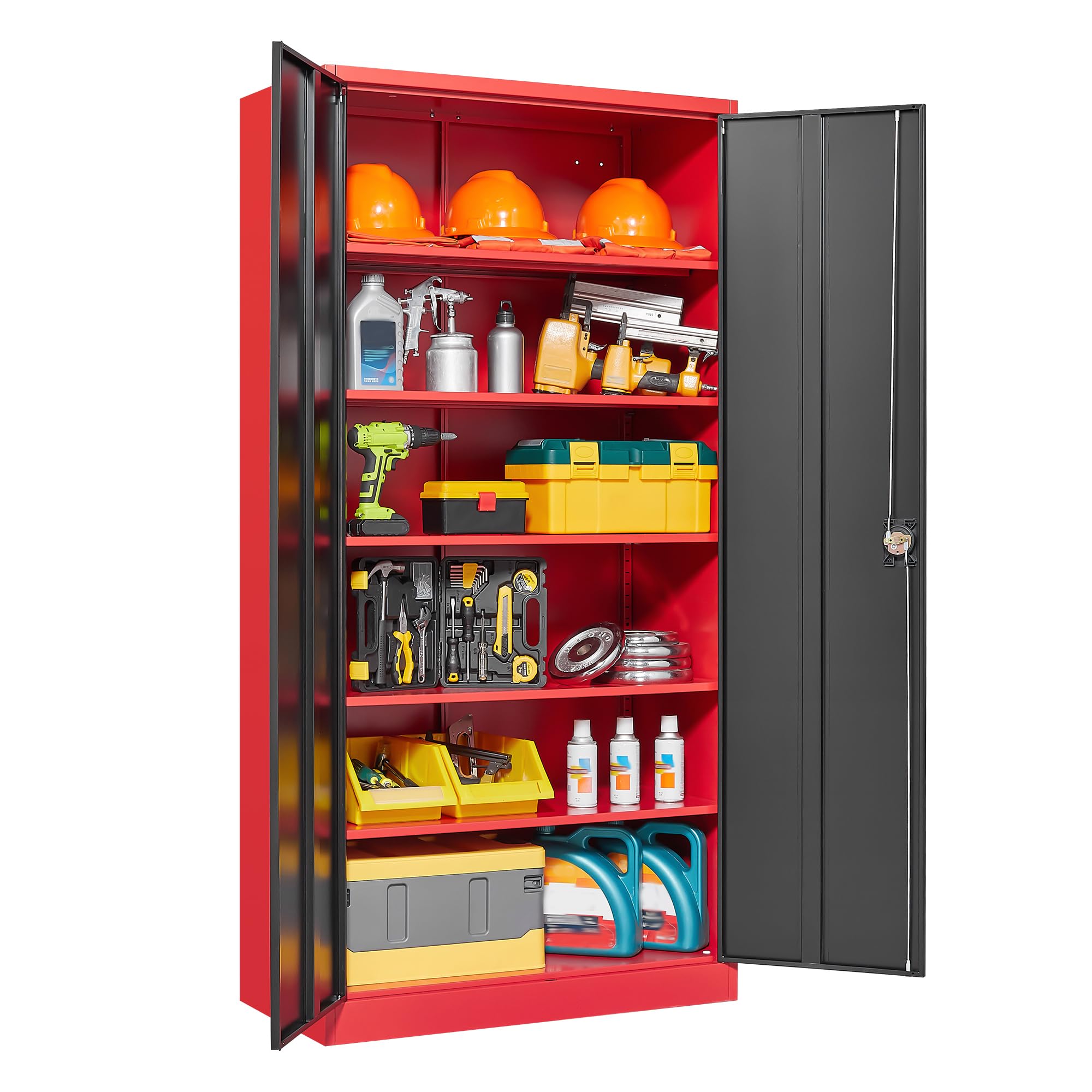 Metal Garage Storage Cabinets with Lock Door and Adjustable Shelves, Steel Tool Cabinets for Home,Office,Warehouse Organisieren