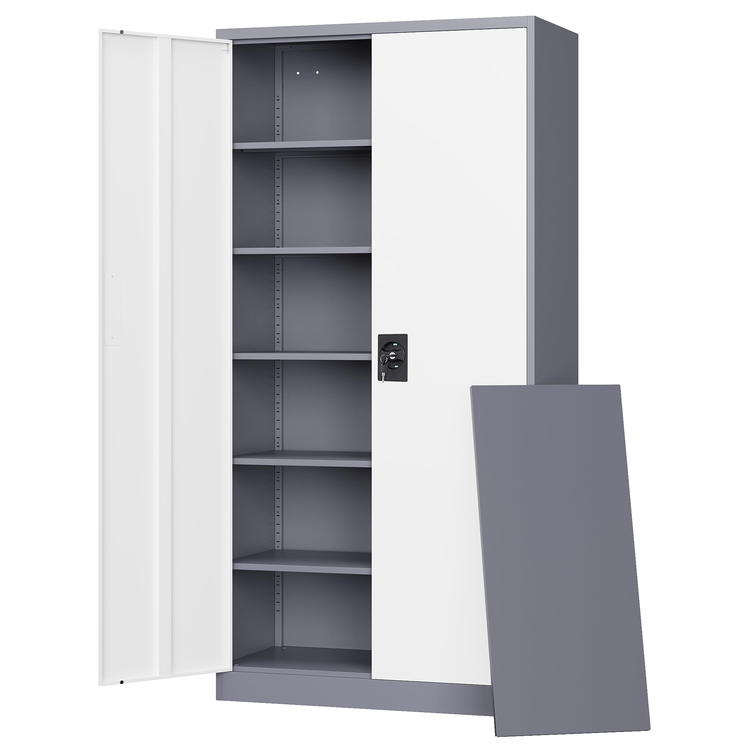 改Letaya Metal Garage Storage Cabinets with Lock Door and Adjustable Shelves, Steel Tool Cabinets for Home,Office,Warehouse Organisieren (White, 72" H)