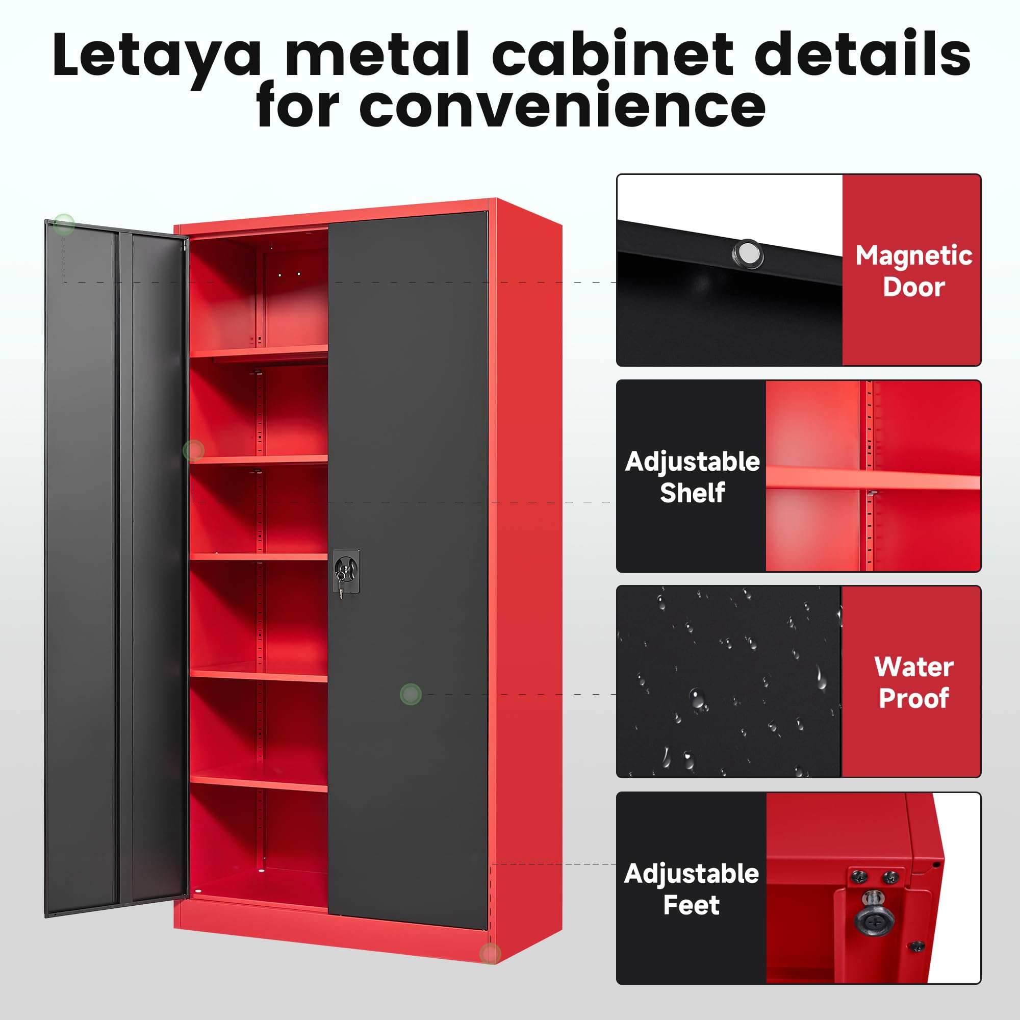 Metal Garage Storage Cabinets with Lock Door and Adjustable Shelves, Steel Tool Cabinets for Home,Office,Warehouse Organisieren