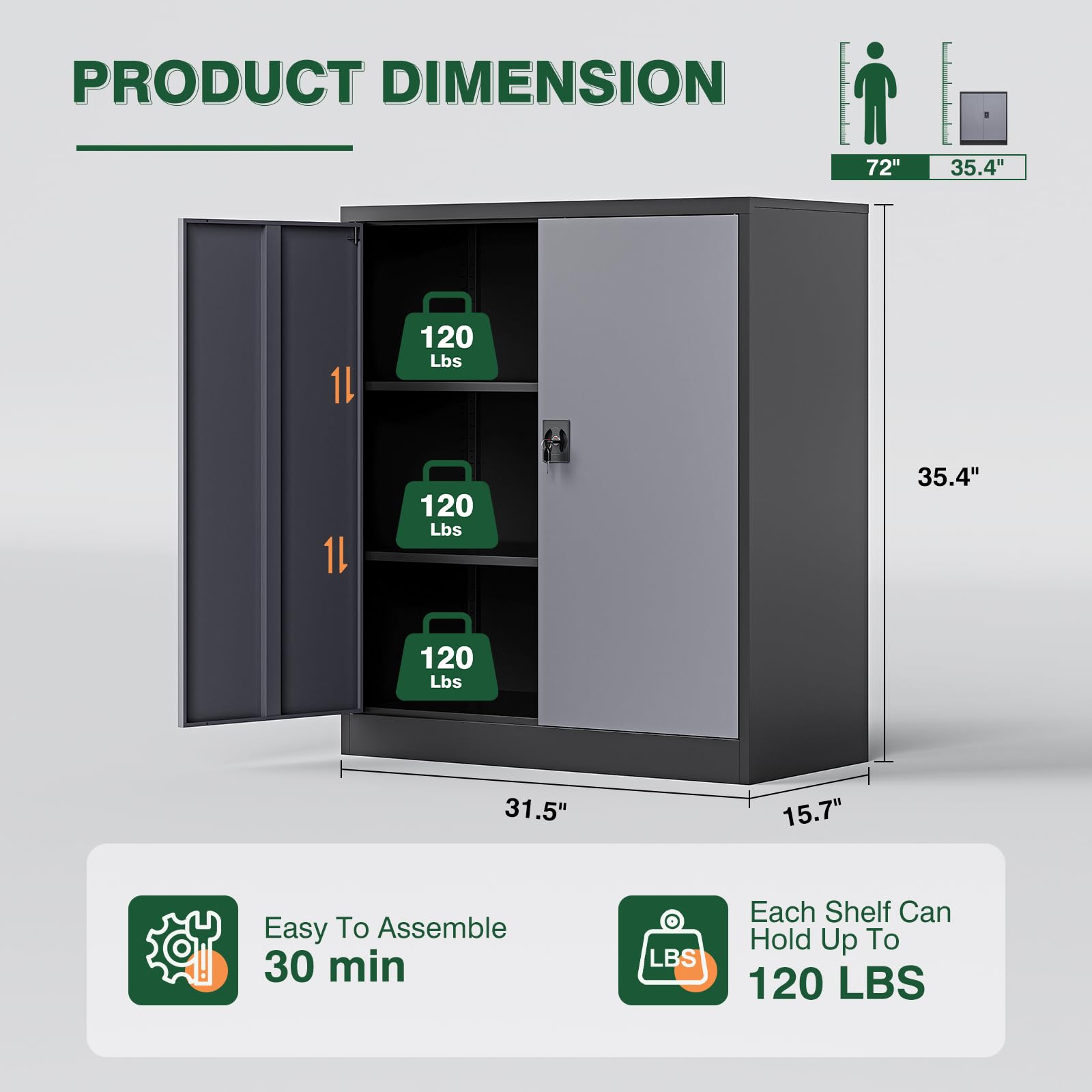 Metal Garage Storage Cabinets with Lock Door and Adjustable Shelves, Steel Tool Cabinets for Home,Office,Warehouse Organisieren