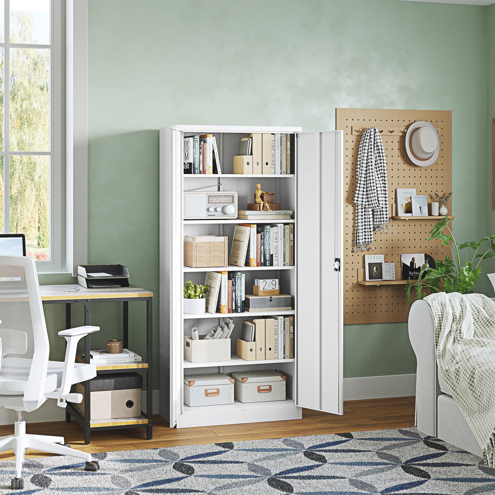 改Letaya Metal Garage Storage Cabinets with Lock Door and Adjustable Shelves, Steel Tool Cabinets for Home,Office,Warehouse Organisieren (White, 72" H)
