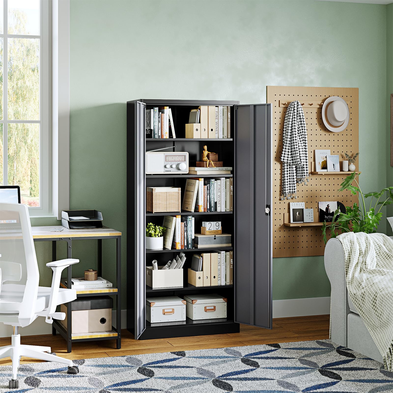 Metal Garage Storage Cabinets with Lock Door and Adjustable Shelves, Steel Tool Cabinets for Home,Office,Warehouse Organisieren