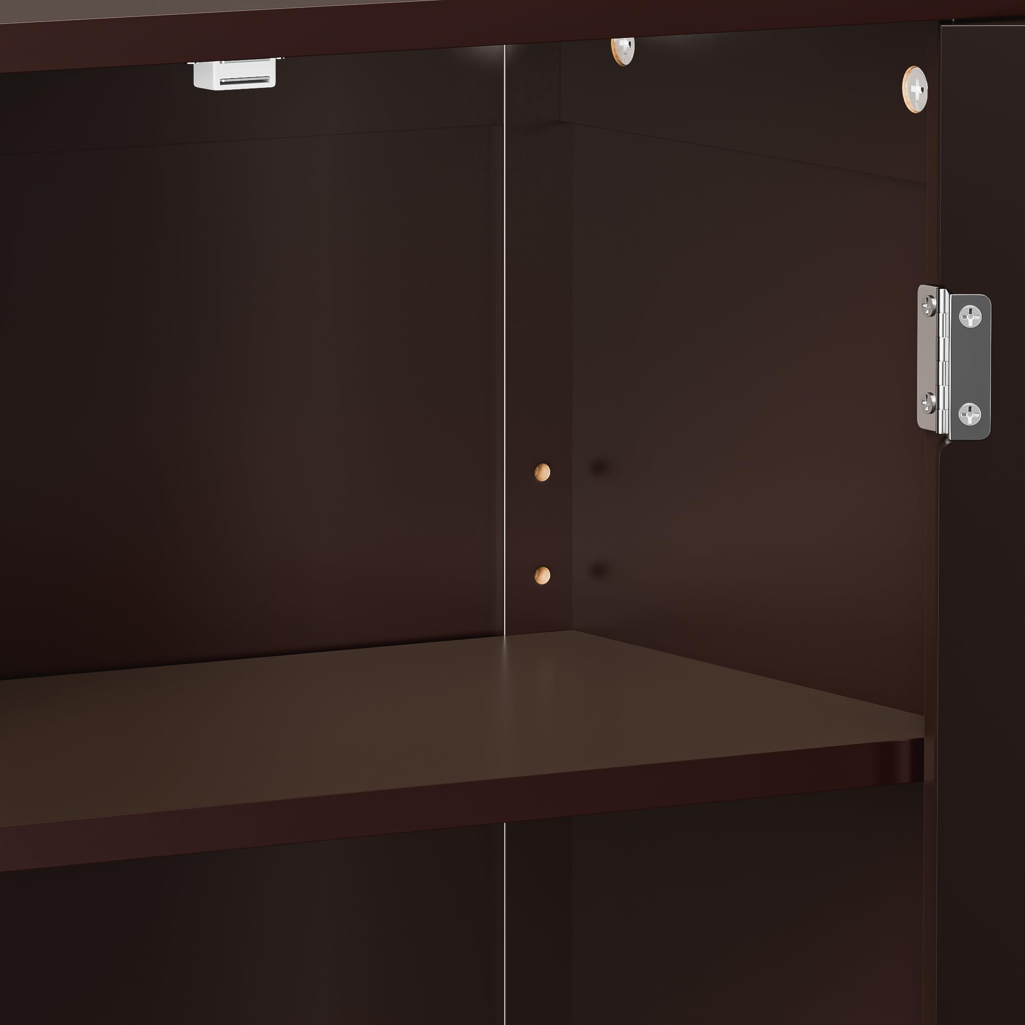 改SUPER DEAL Modern Bathroom Floor Storage Cabinet with Adjustable Shelf and Double Door Rust Proof, Living Room Modern Home Furniture Storage Organizer Cabinet