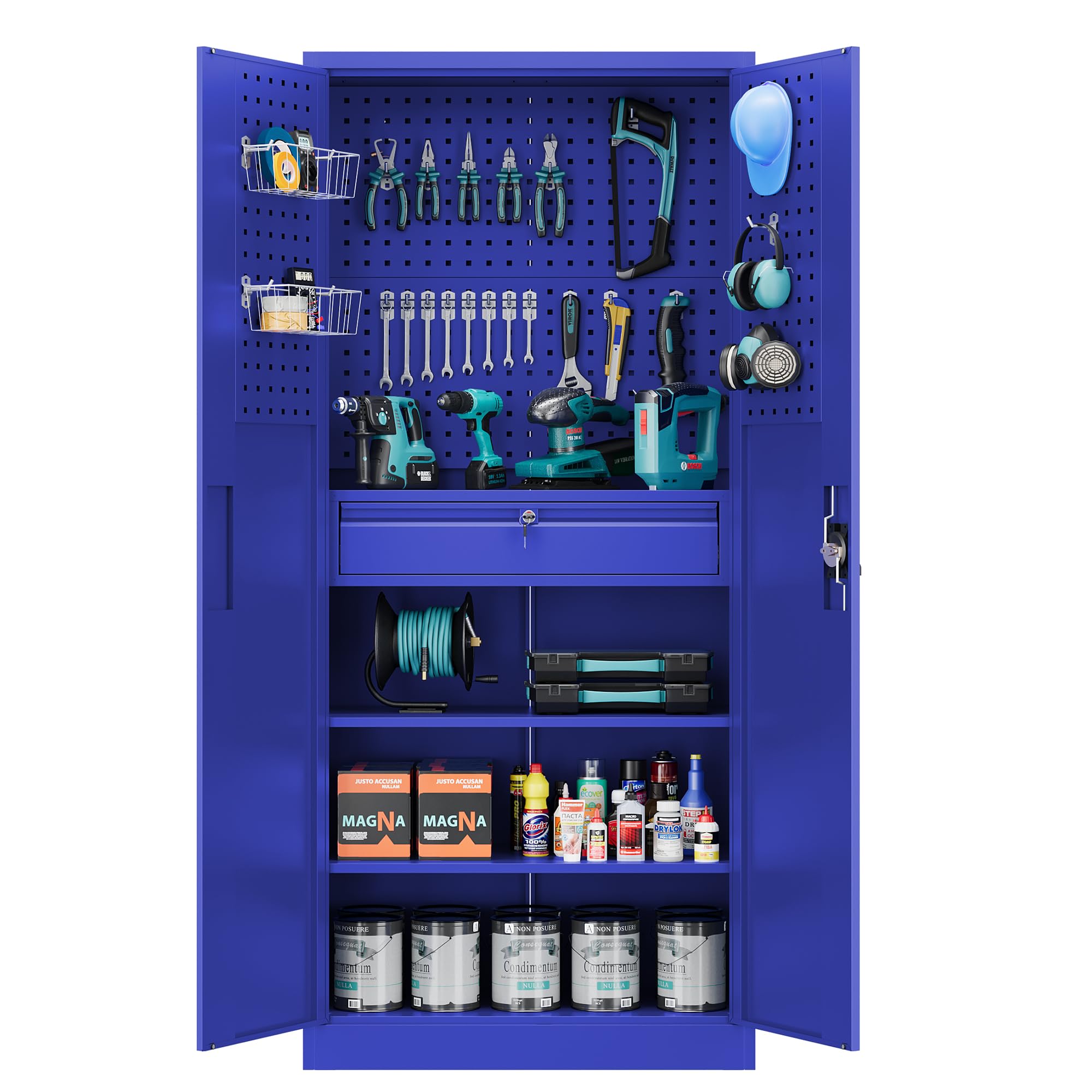 Metal Garage Storage Cabinets with Lock Door and Adjustable Shelves, Steel Tool Cabinets for Home,Office,Warehouse Organisieren