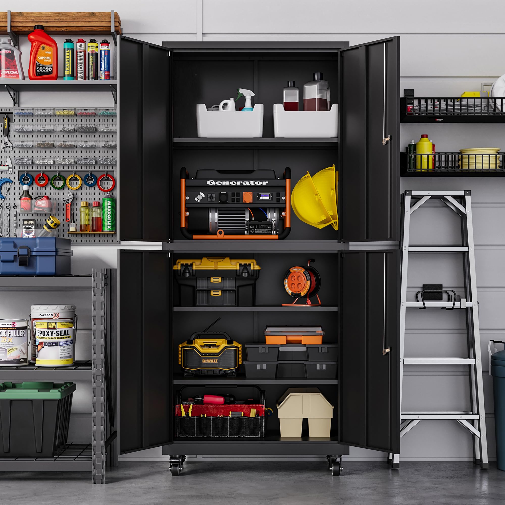 Metal Garage Storage Cabinets with Lock Door and Adjustable Shelves, Steel Tool Cabinets for Home,Office,Warehouse Organisieren