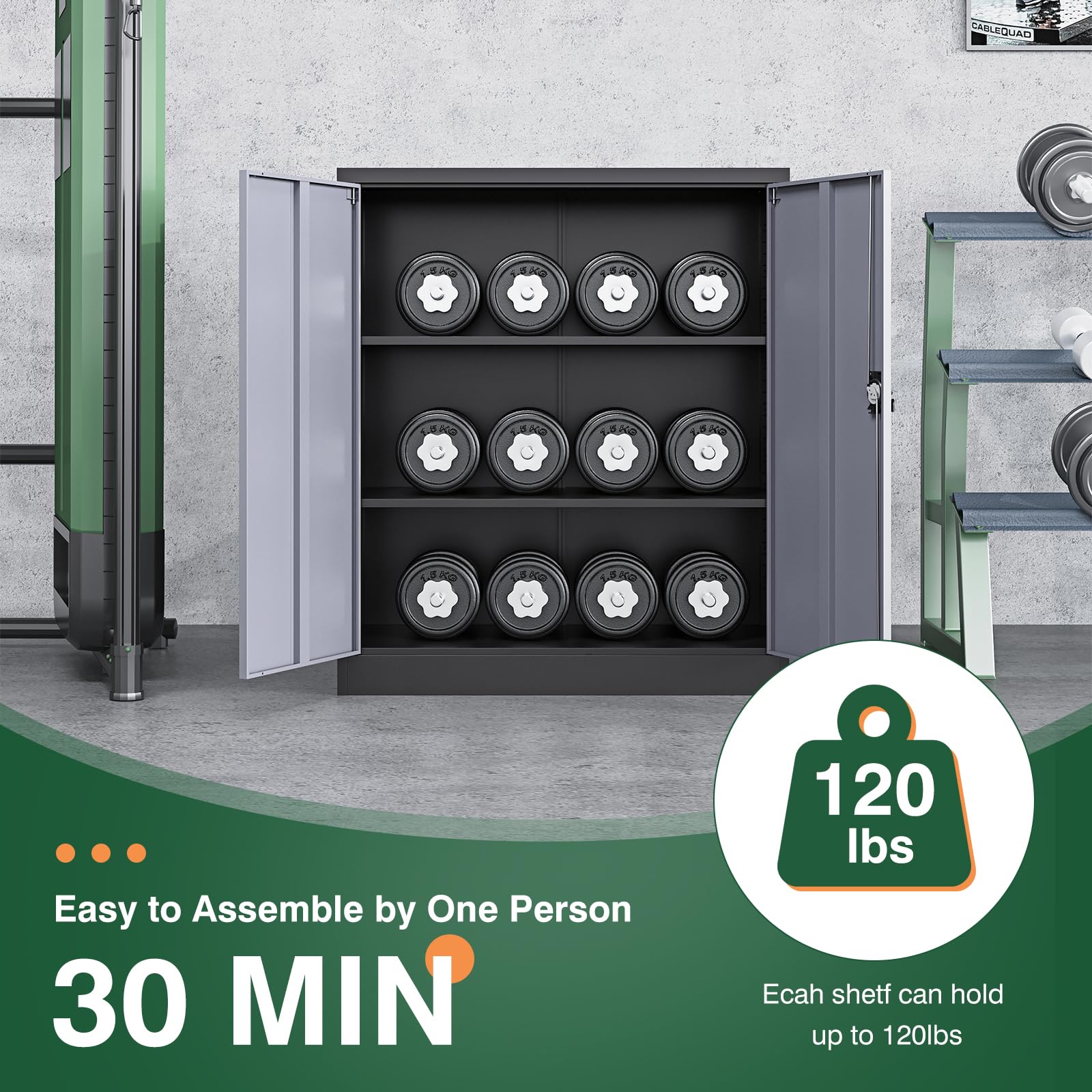 Metal Garage Storage Cabinets with Lock Door and Adjustable Shelves, Steel Tool Cabinets for Home,Office,Warehouse Organisieren