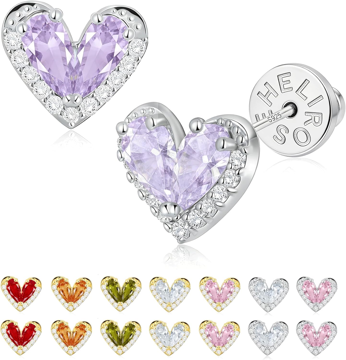 Heart Stud Earrings for Women, S925 Sterling Silver Posts 14K Gold Plated, Hypoallergenic Jewelry, Gift Box & Message Card, Perfect Valentine's Day Gift for Her
