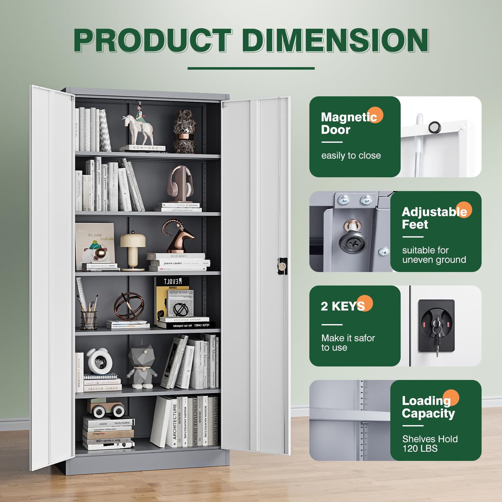 改Letaya Metal Garage Storage Cabinets with Lock Door and Adjustable Shelves, Steel Tool Cabinets for Home,Office,Warehouse Organisieren (White, 72" H)