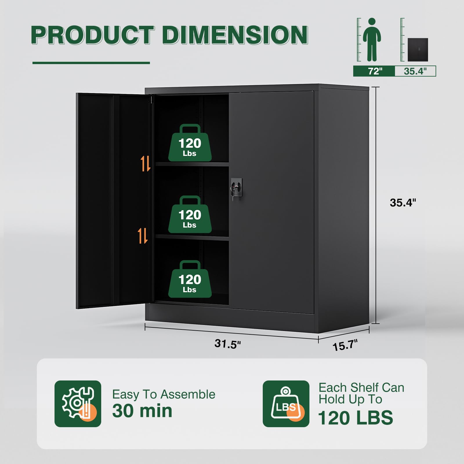 Metal Garage Storage Cabinets with Lock Door and Adjustable Shelves, Steel Tool Cabinets for Home,Office,Warehouse Organisieren