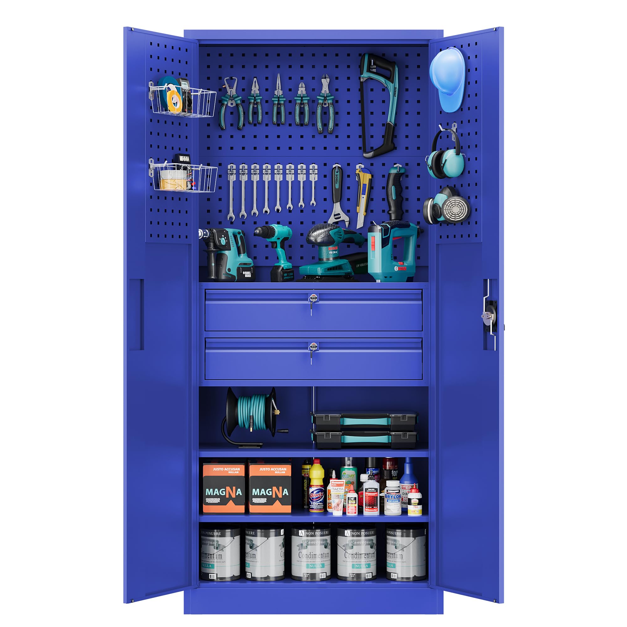 Metal Garage Storage Cabinets with Lock Door and Adjustable Shelves, Steel Tool Cabinets for Home,Office,Warehouse Organisieren