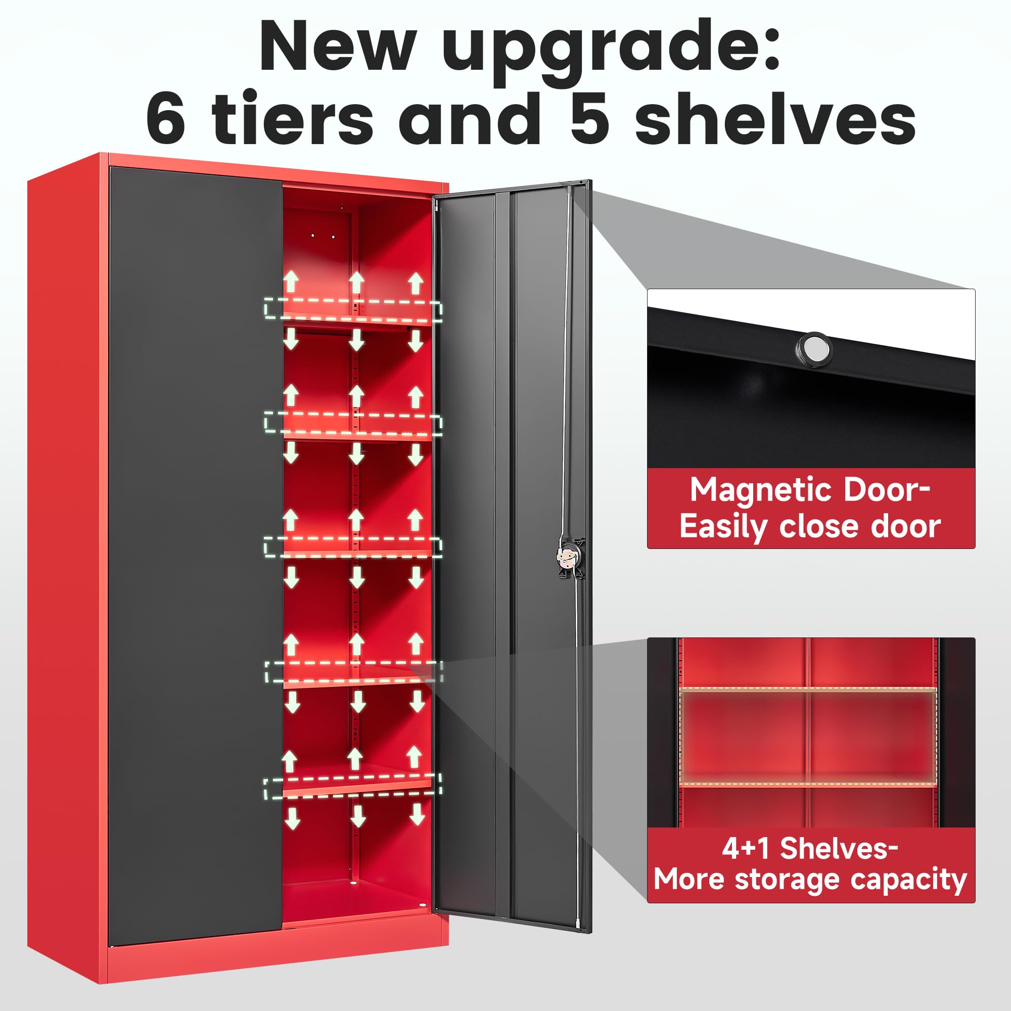 Metal Garage Storage Cabinets with Lock Door and Adjustable Shelves, Steel Tool Cabinets for Home,Office,Warehouse Organisieren