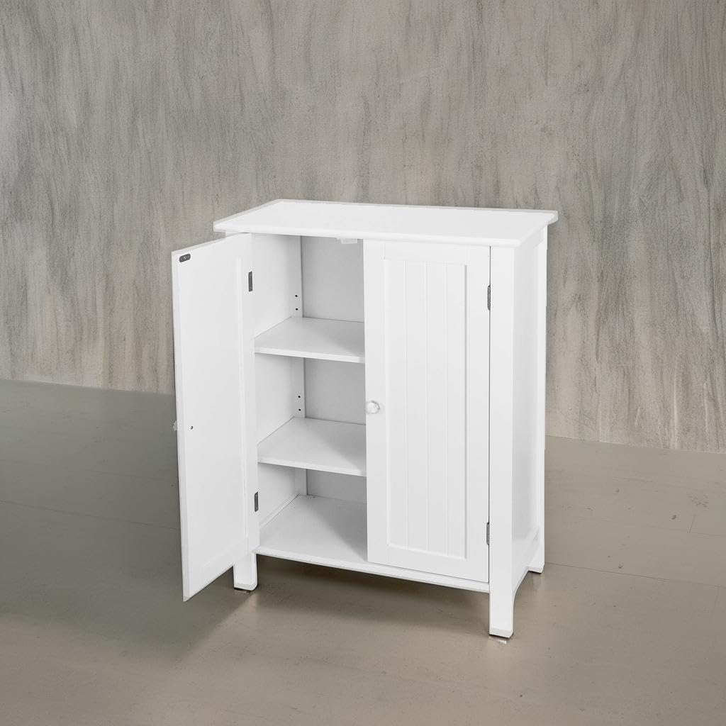 改SUPER DEAL Modern Bathroom Floor Storage Cabinet with Adjustable Shelf and Double Door Rust Proof, Living Room Modern Home Furniture Storage Organizer Cabinet
