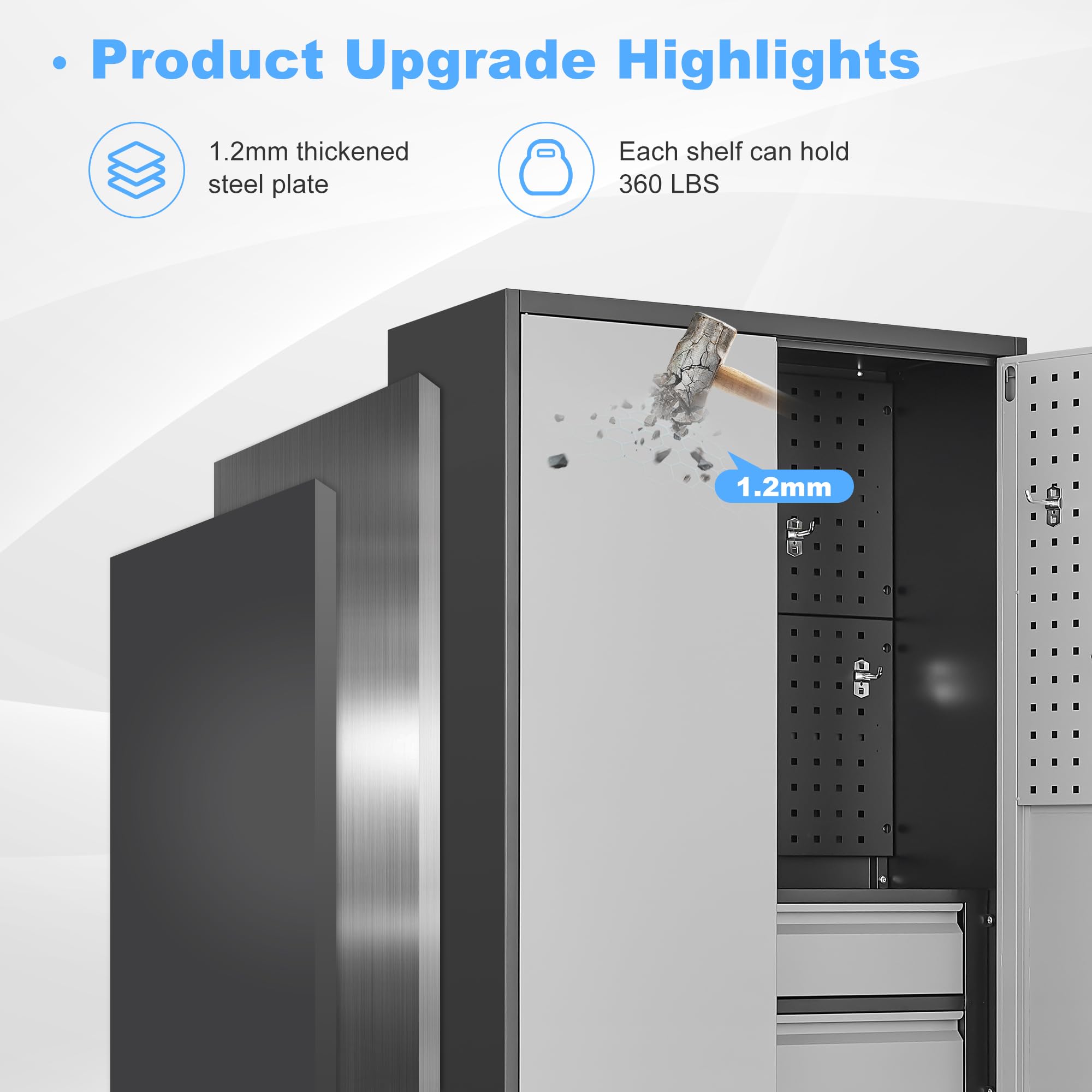 Metal Garage Storage Cabinets with Lock Door and Adjustable Shelves, Steel Tool Cabinets for Home,Office,Warehouse Organisieren