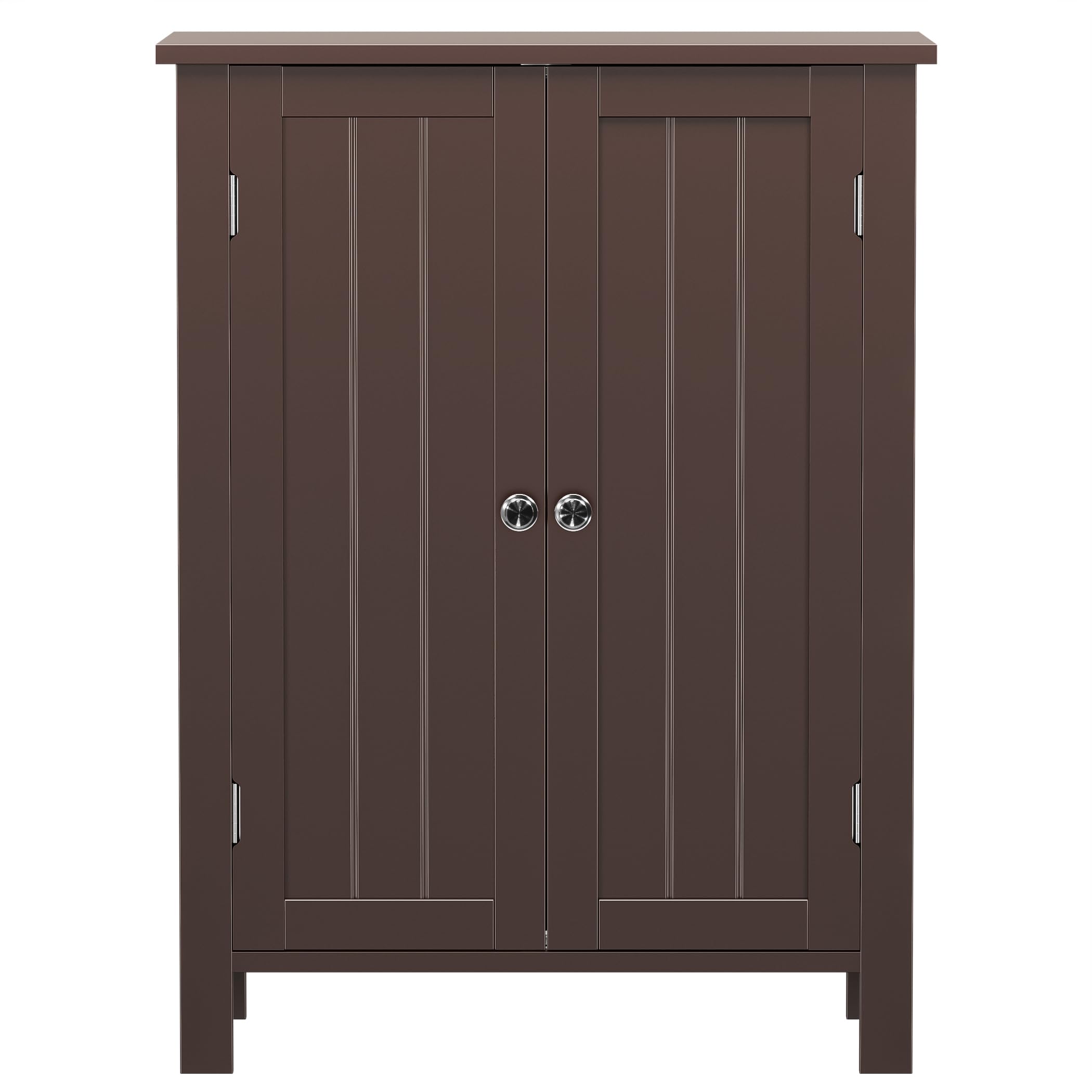 改SUPER DEAL Modern Bathroom Floor Storage Cabinet with Adjustable Shelf and Double Door Rust Proof, Living Room Modern Home Furniture Storage Organizer Cabinet
