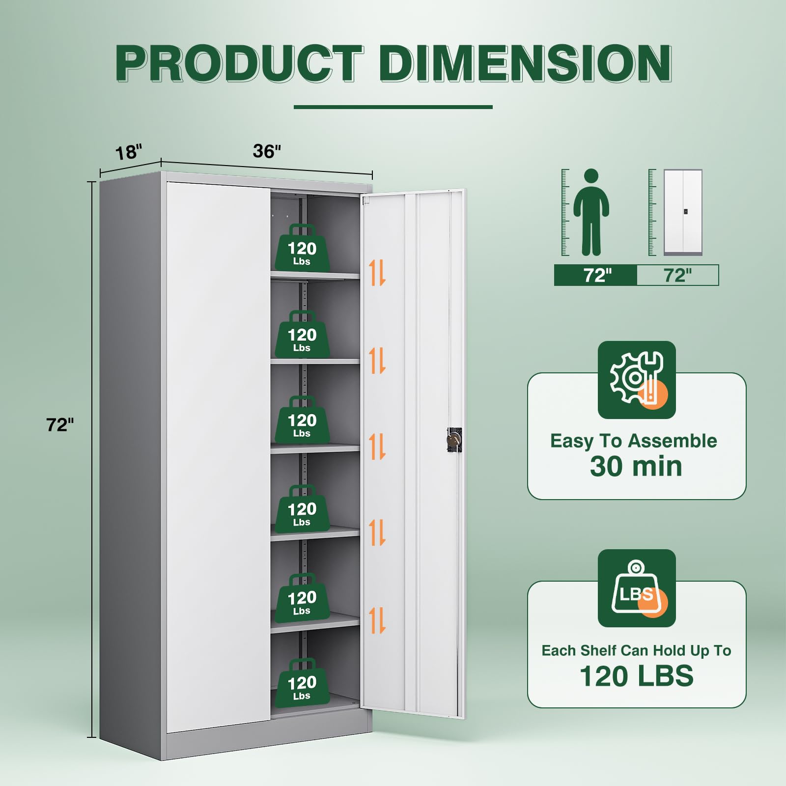 改Letaya Metal Garage Storage Cabinets with Lock Door and Adjustable Shelves, Steel Tool Cabinets for Home,Office,Warehouse Organisieren (White, 72" H)