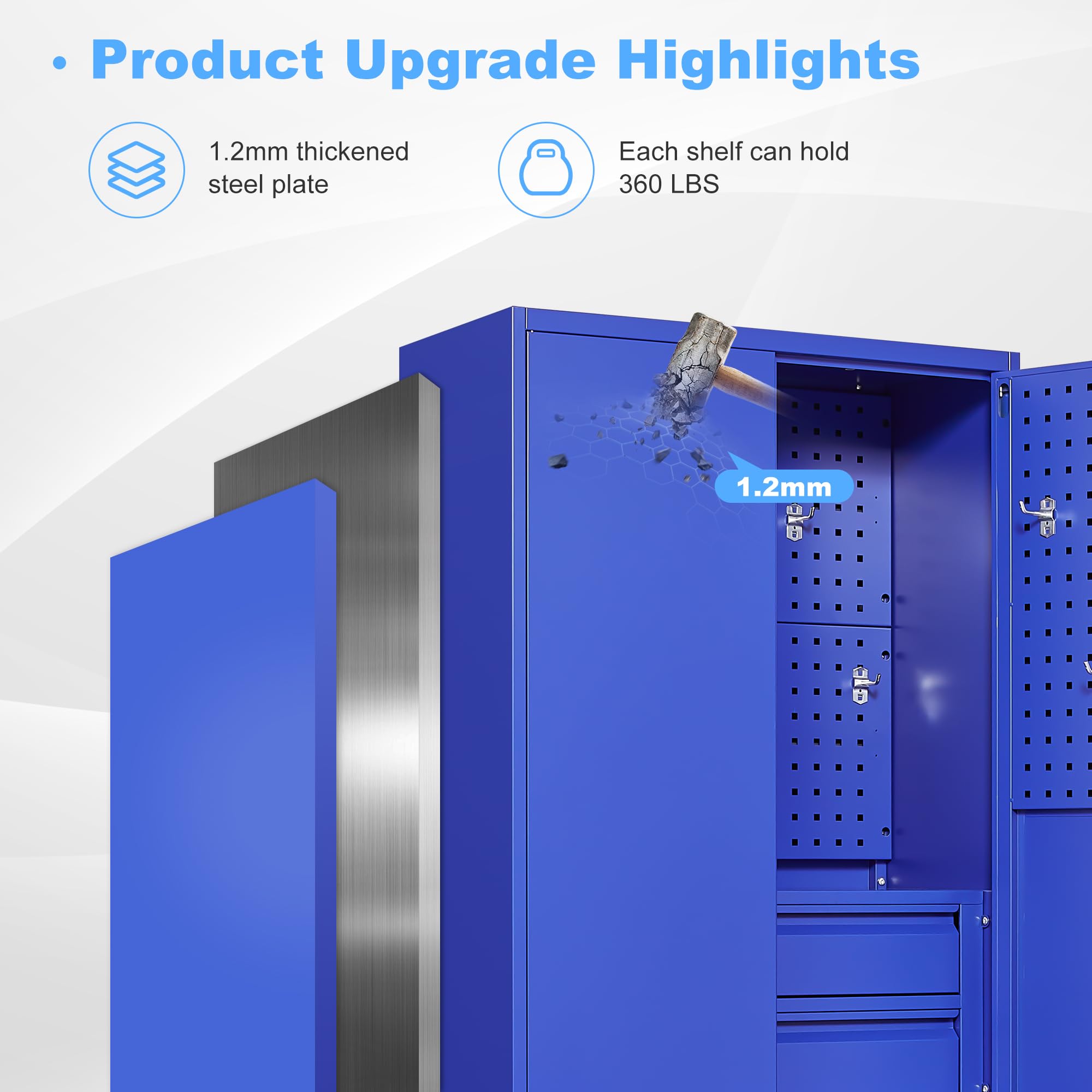 Metal Garage Storage Cabinets with Lock Door and Adjustable Shelves, Steel Tool Cabinets for Home,Office,Warehouse Organisieren